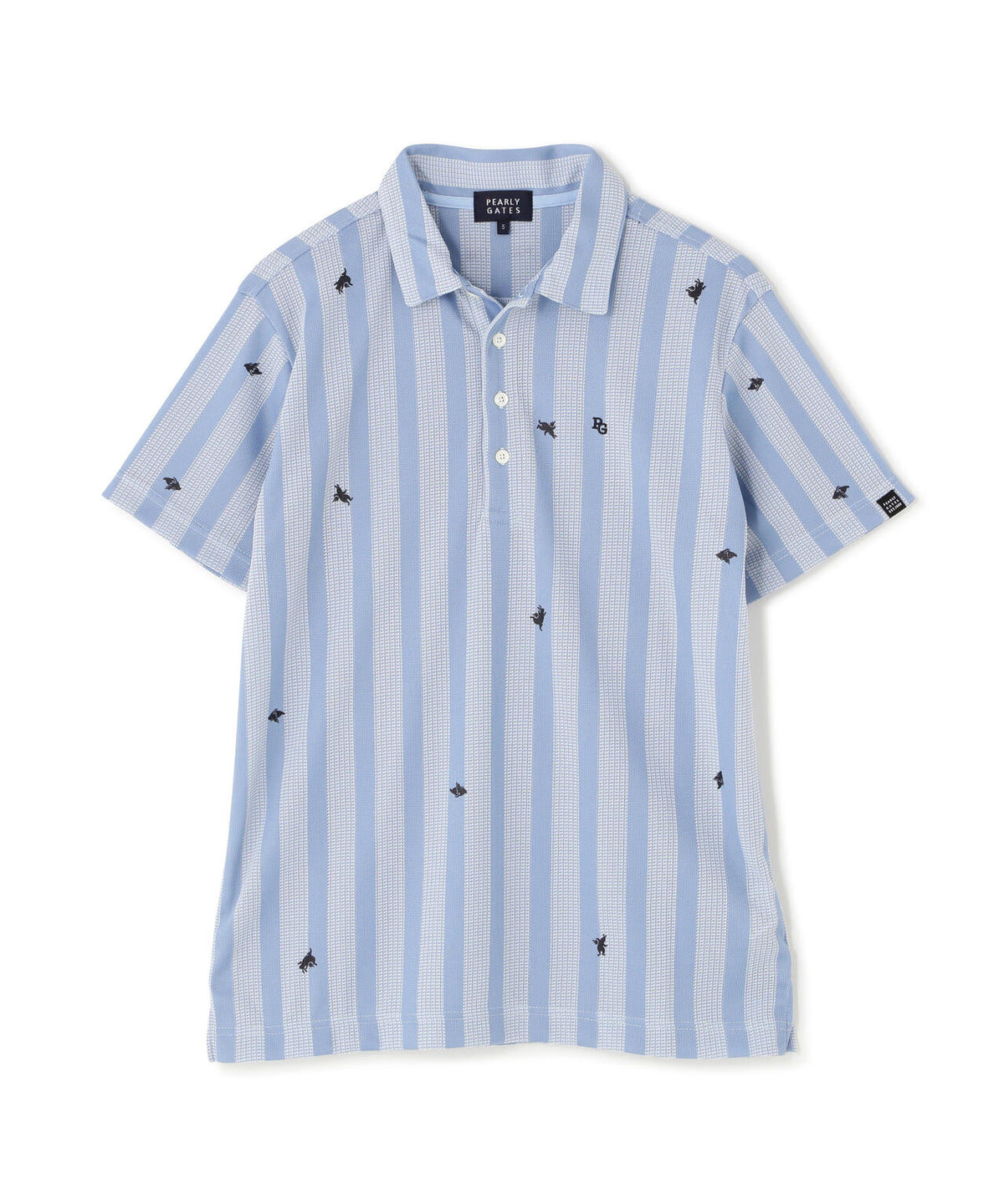 Peメッシュストライプニット半袖ポロシャツ (MENS)
