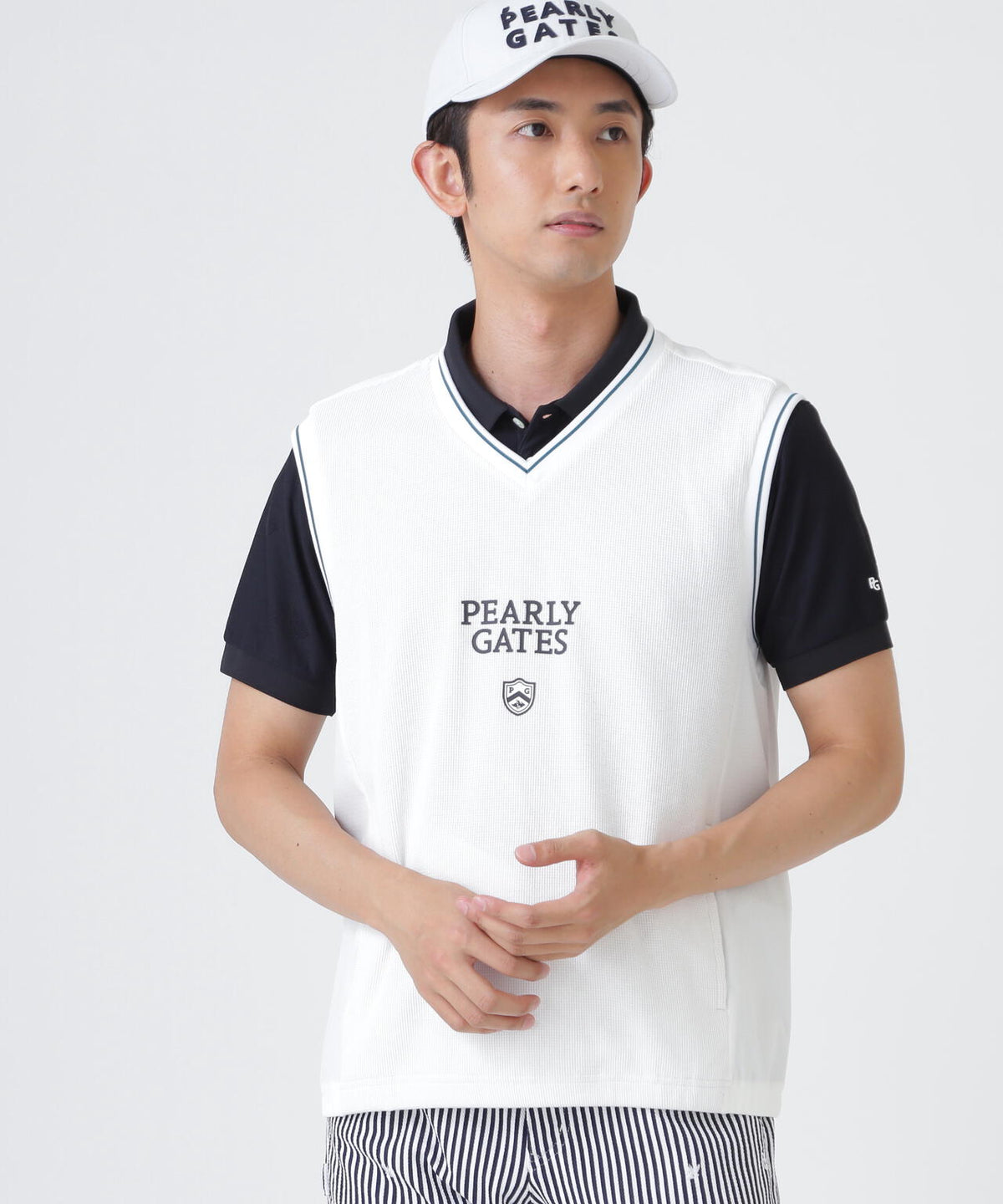 メッシュアンドメッシュVネックベスト (MENS)
