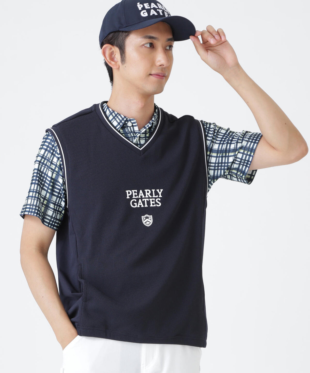 メッシュアンドメッシュVネックベスト (MENS)