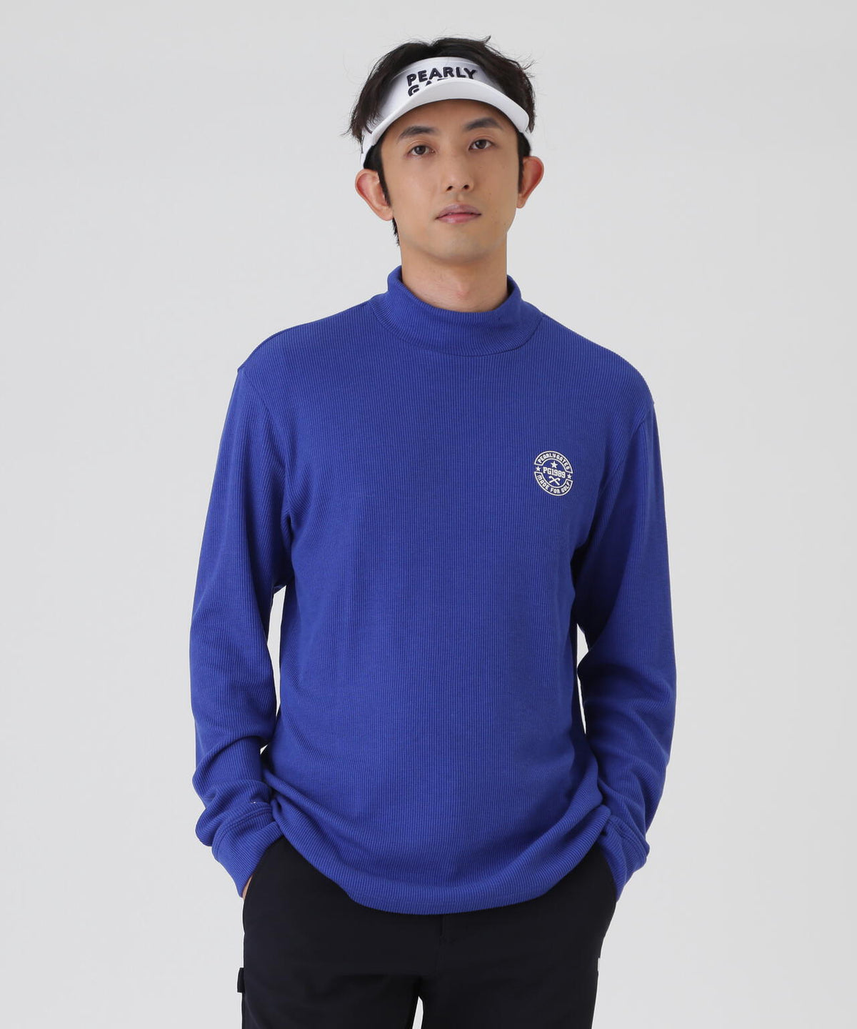 針抜ストレッチセルヒートピーチ長袖ハイネックカットソー (MENS)