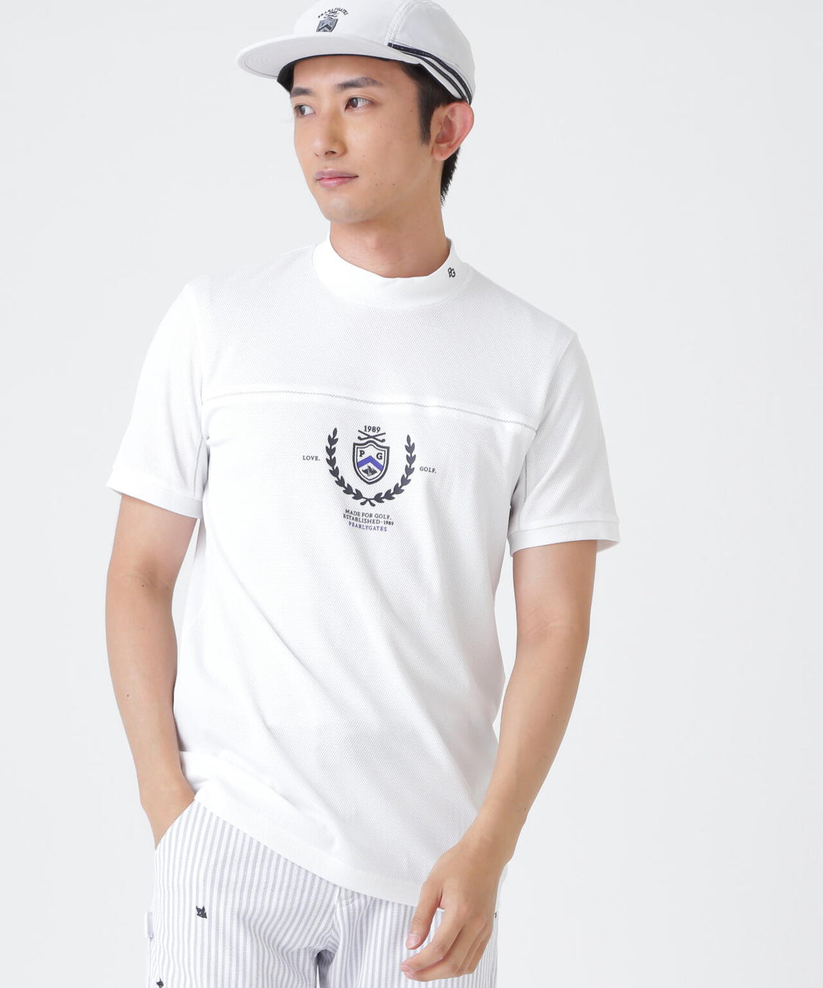 2WAYトリコット半袖ハイネックカットソー (MENS)