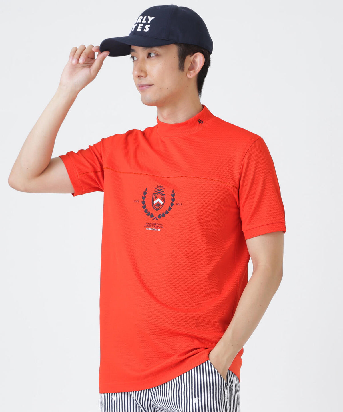 2WAYトリコット半袖ハイネックカットソー (MENS)