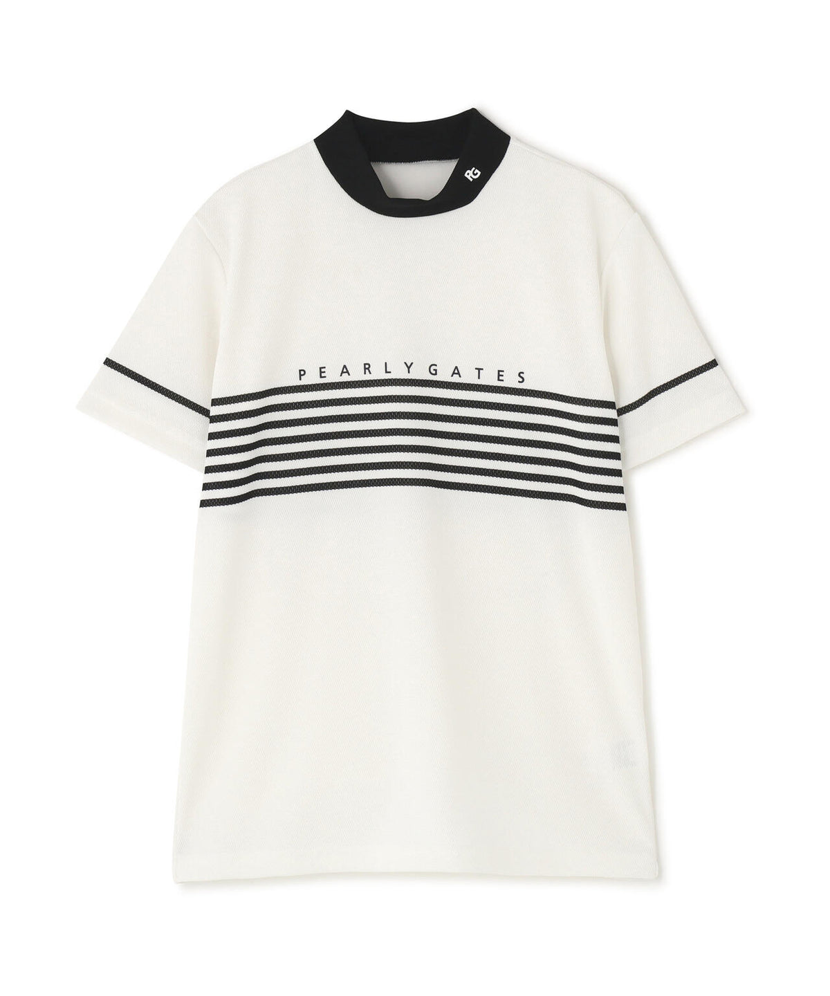 Peメッシュパネルボーダー半袖ハイネックカットソー (MENS)