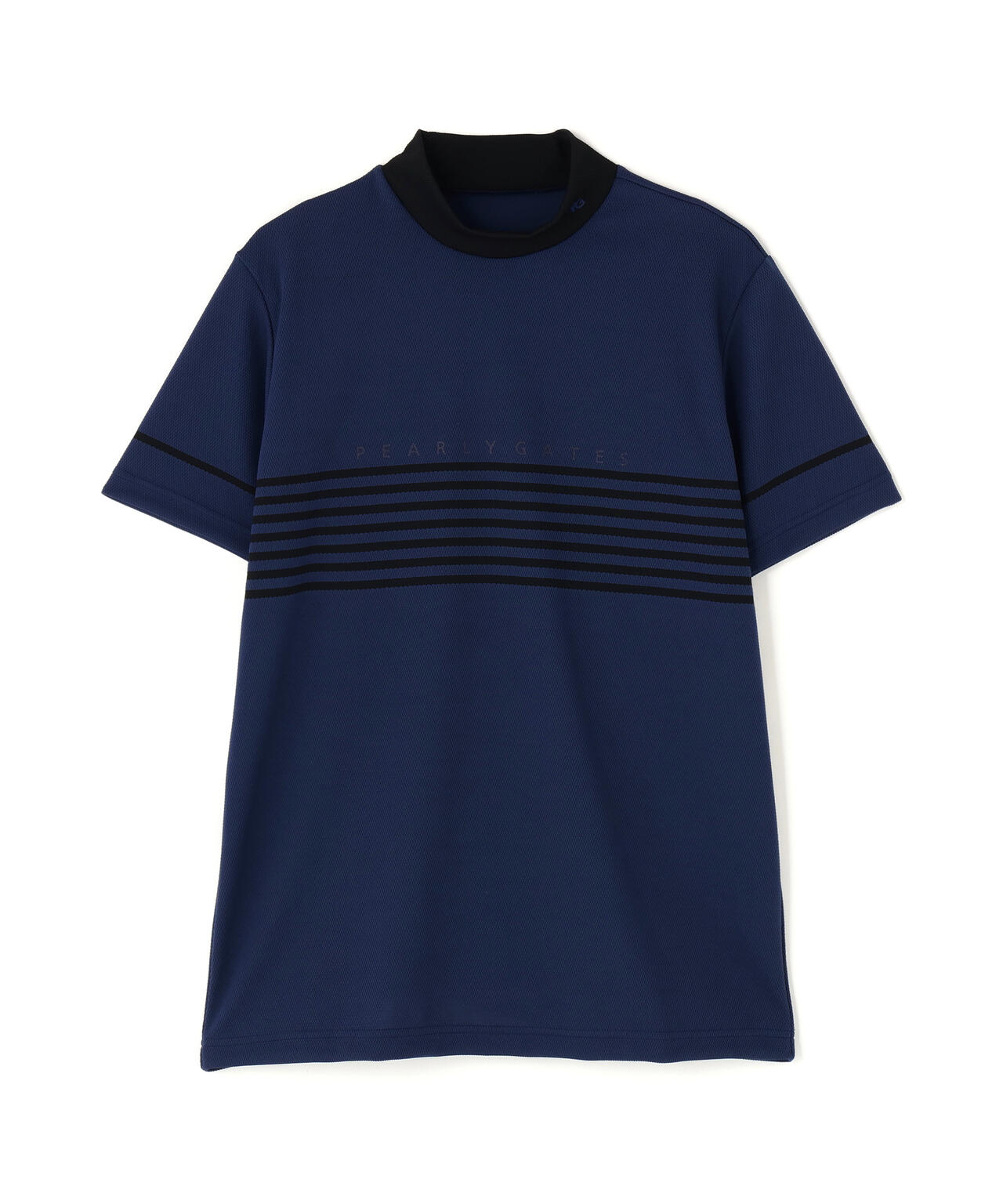 Peメッシュパネルボーダー半袖ハイネックカットソー (MENS)