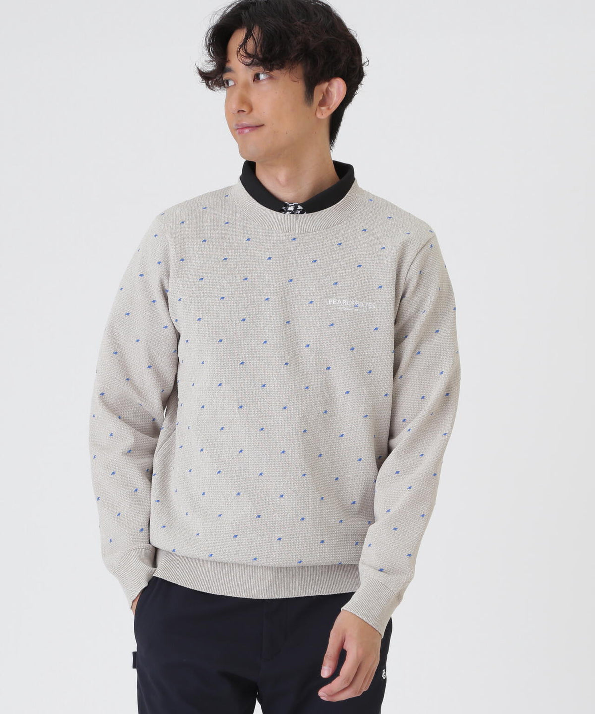 14G地柄クルーネックニットプルオーバー (MENS)