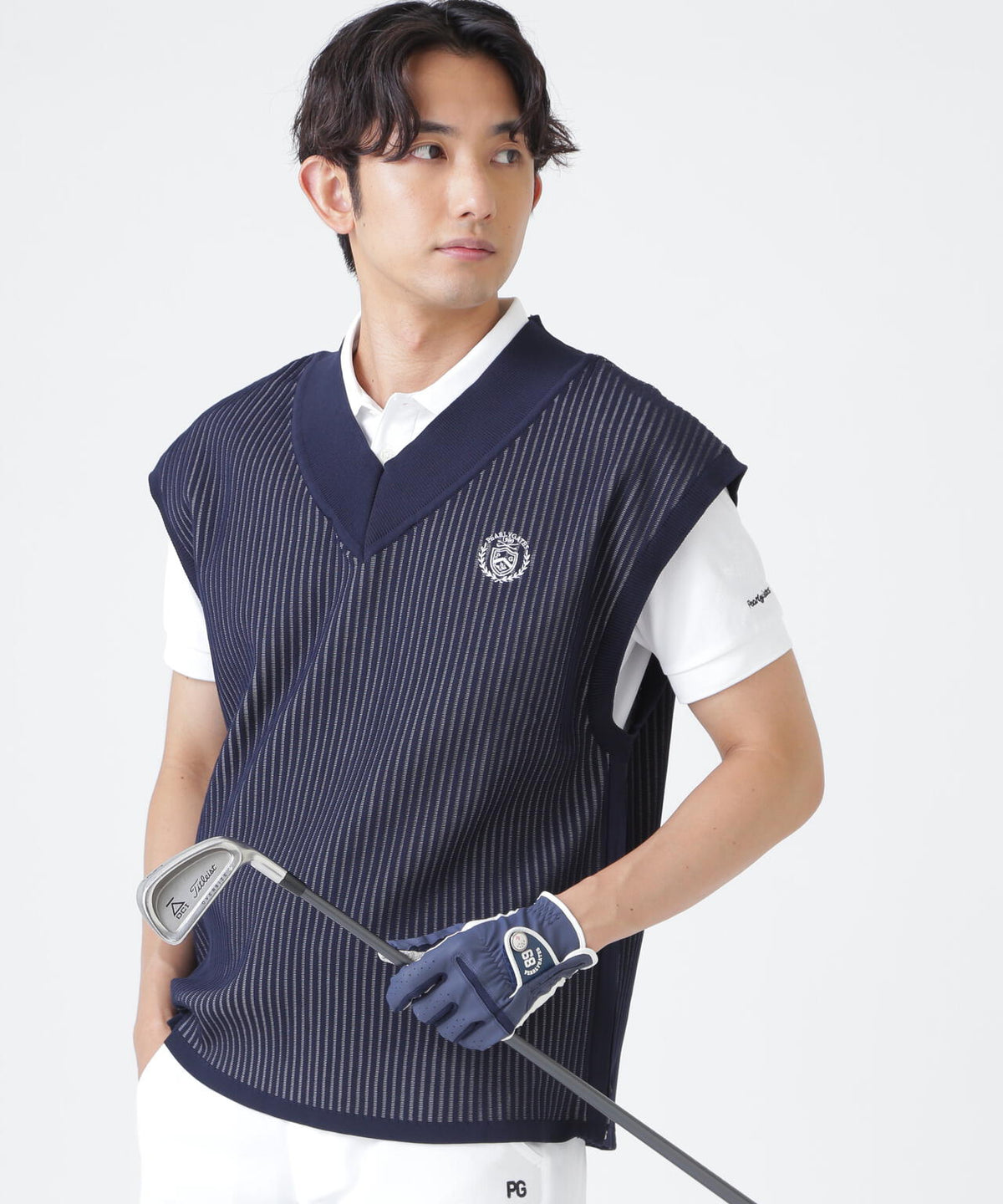 14GWJQ針抜きVネックニットベスト (MENS)