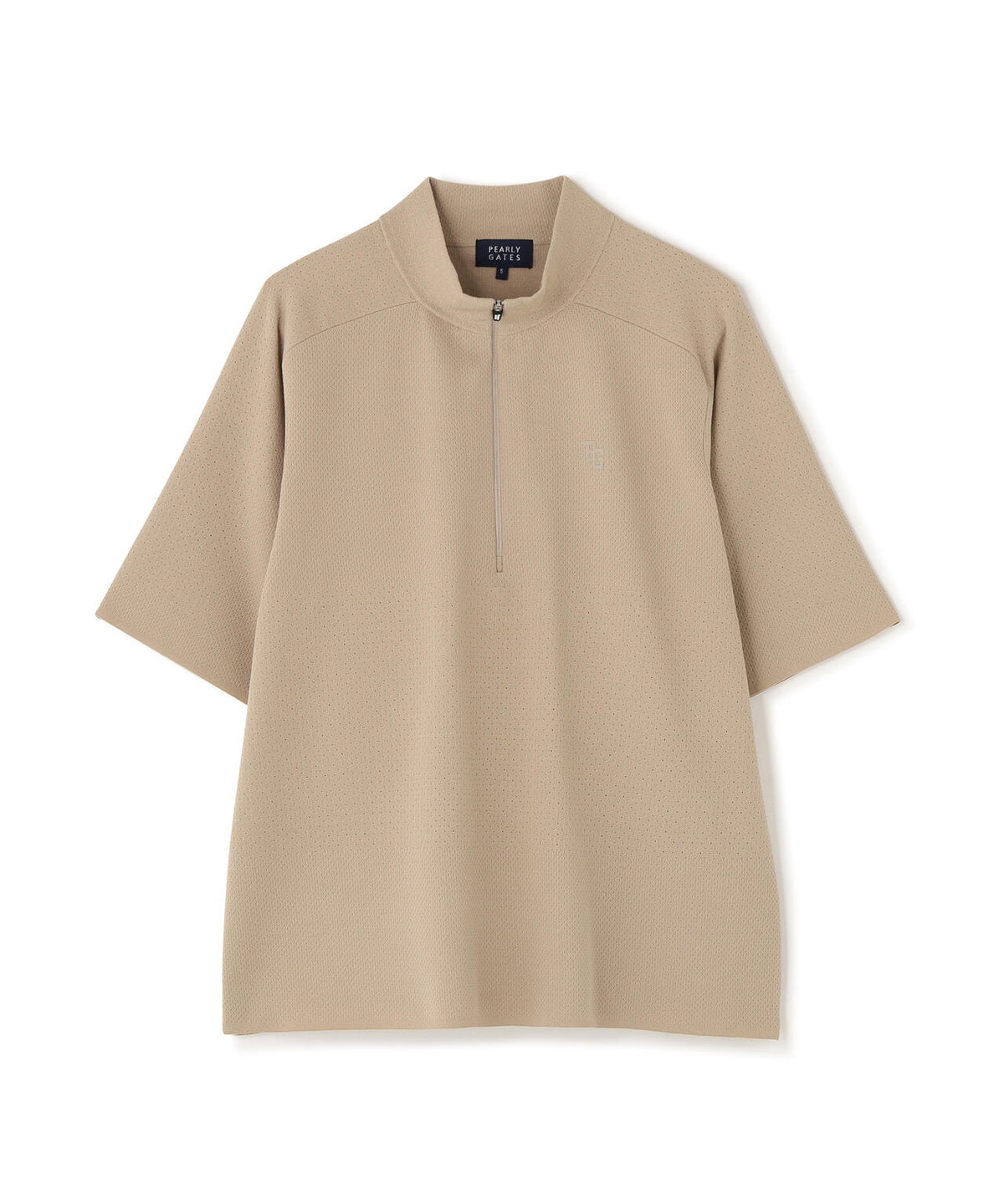 16GメッシュWJQ半袖ハーフジップニットプルオーバー (MENS)