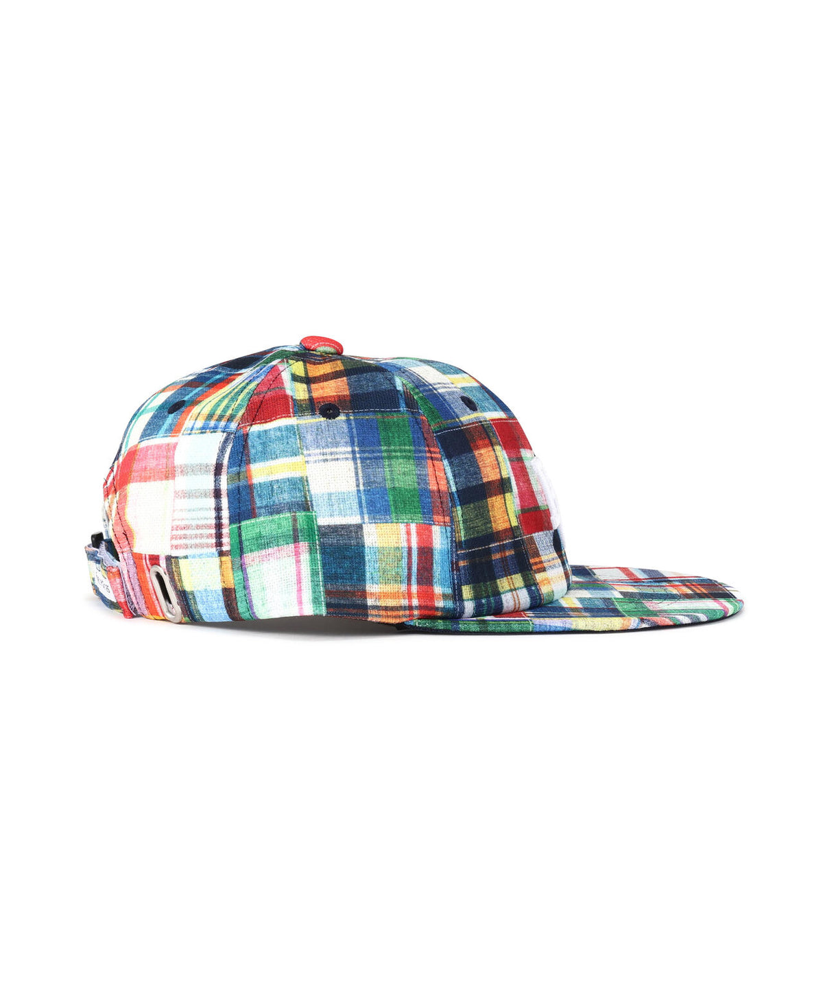 パッチワークチェック柄フラットブリムキャップ (UNISEX)