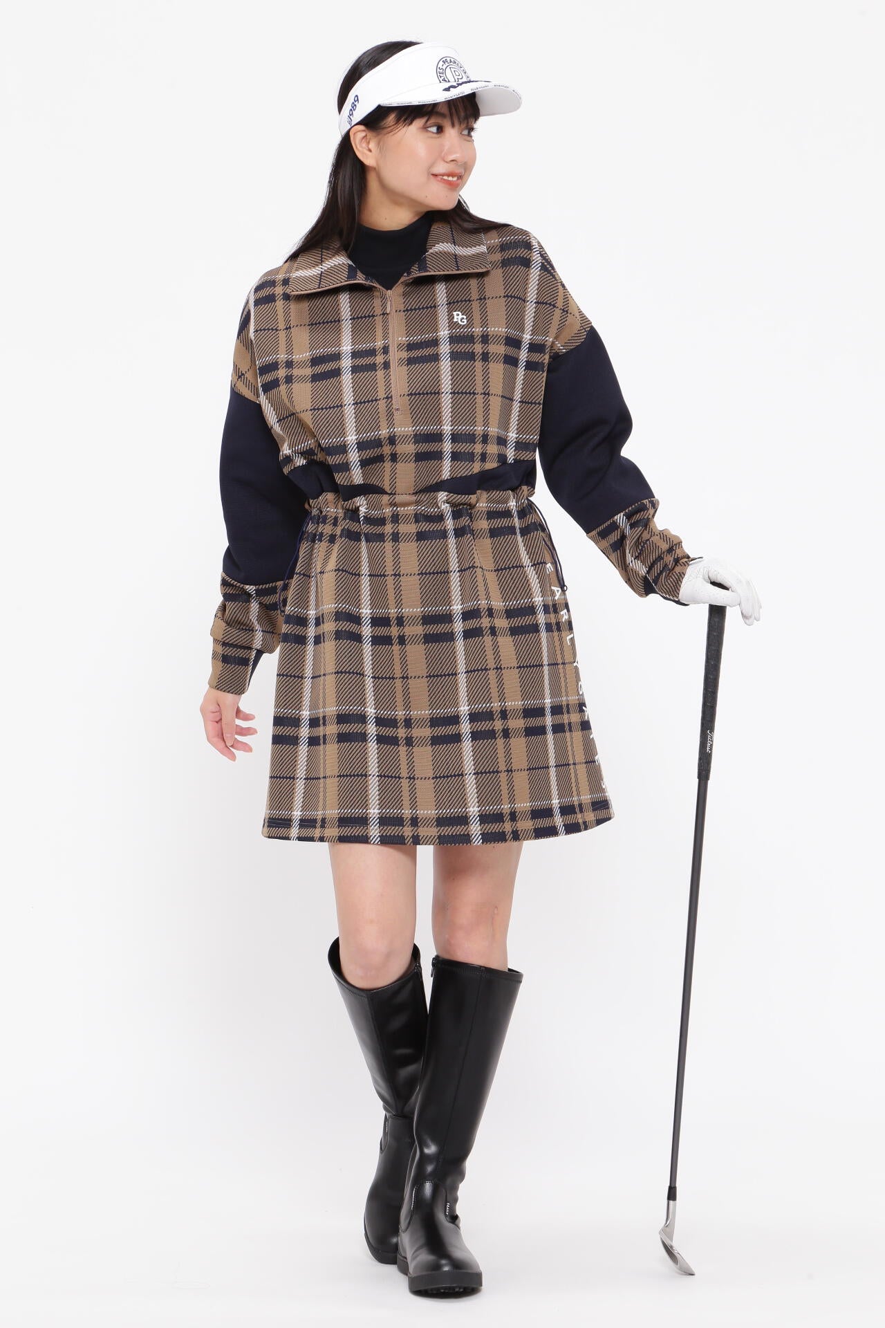 Wジャガード ワンピース <CHECKシリーズ>