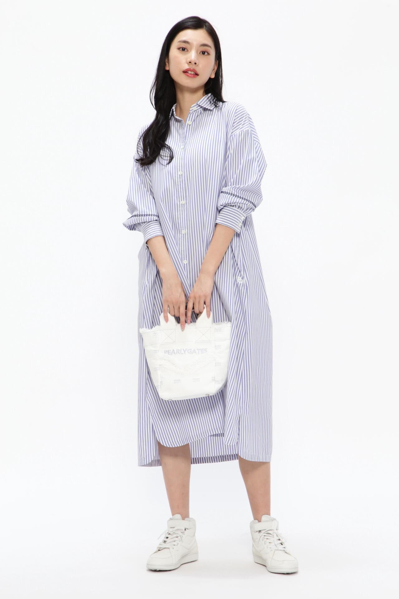 SUPER DRY ワイドロンドンストライプ柄 ワンピース