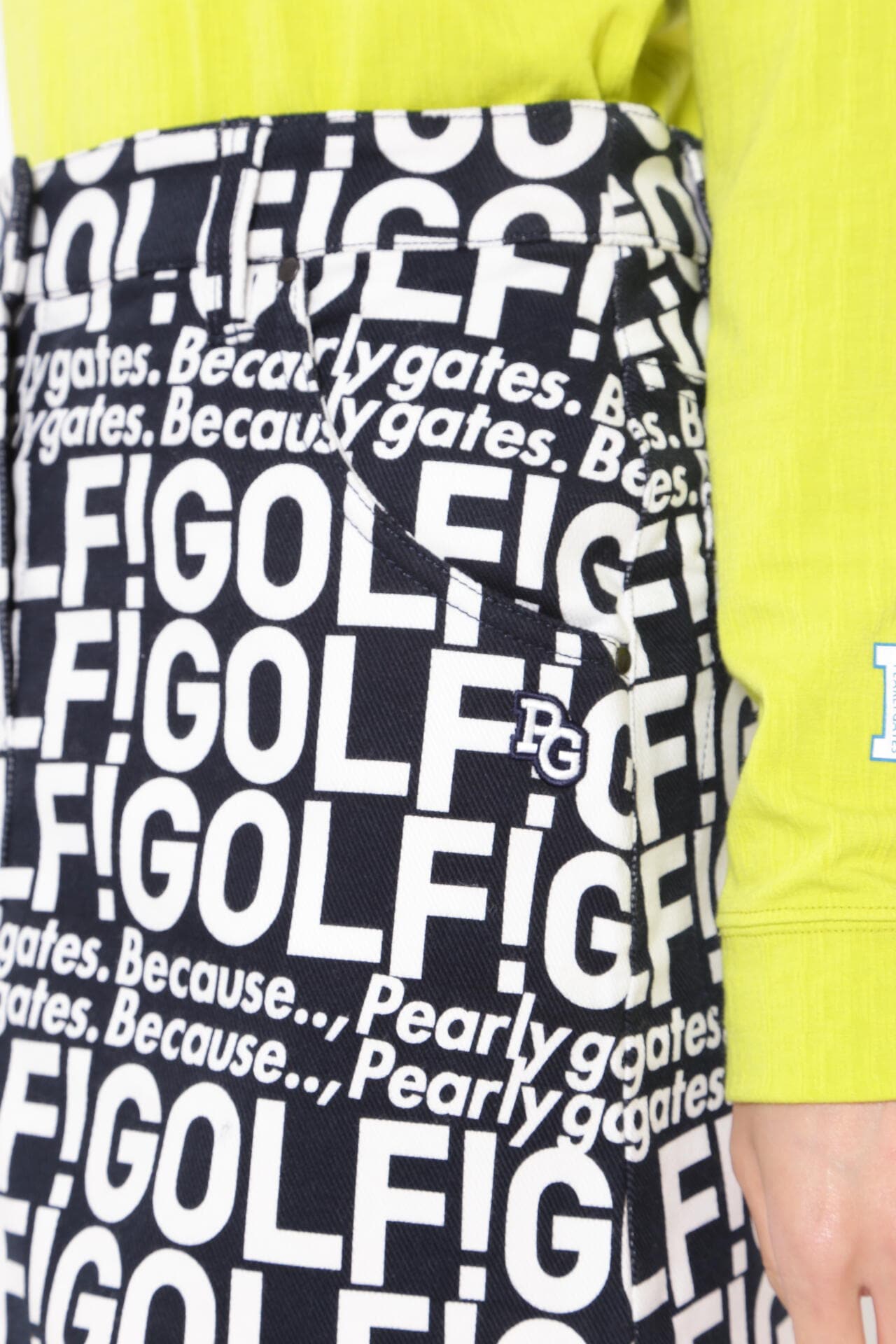 GOLF柄 (大) コットンストレッチカルゼ表ピーチ 5ポケットスカート <GOLFロゴ>