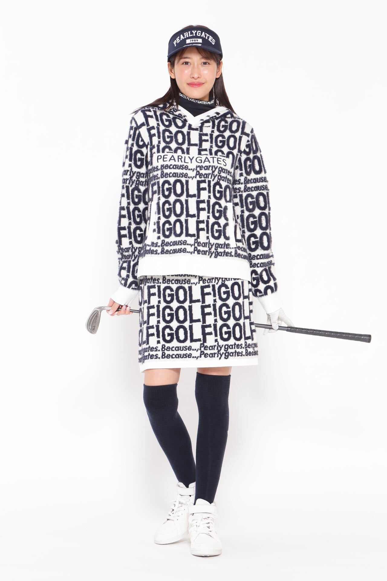 GOLF柄ジャガード ニットスカート <GOLFロゴ>