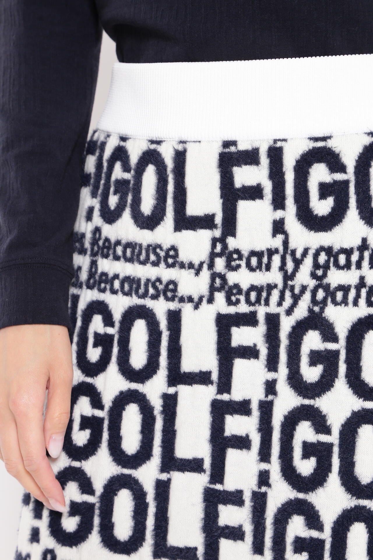 GOLF柄ジャガード ニットスカート <GOLFロゴ>