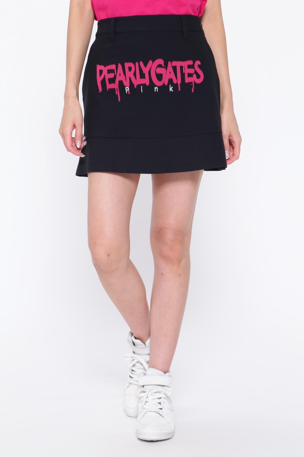 ロゴカットジャガード スカート <Pink with BLACK>