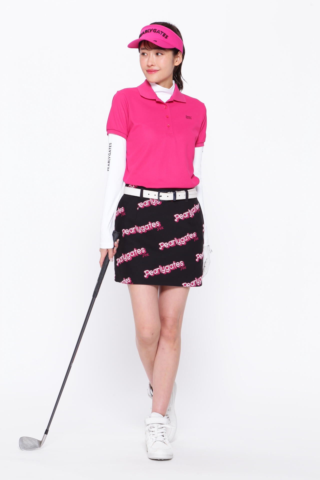 ポリエステルストレッチロゴジャガード スカート <Pink with BLACK>