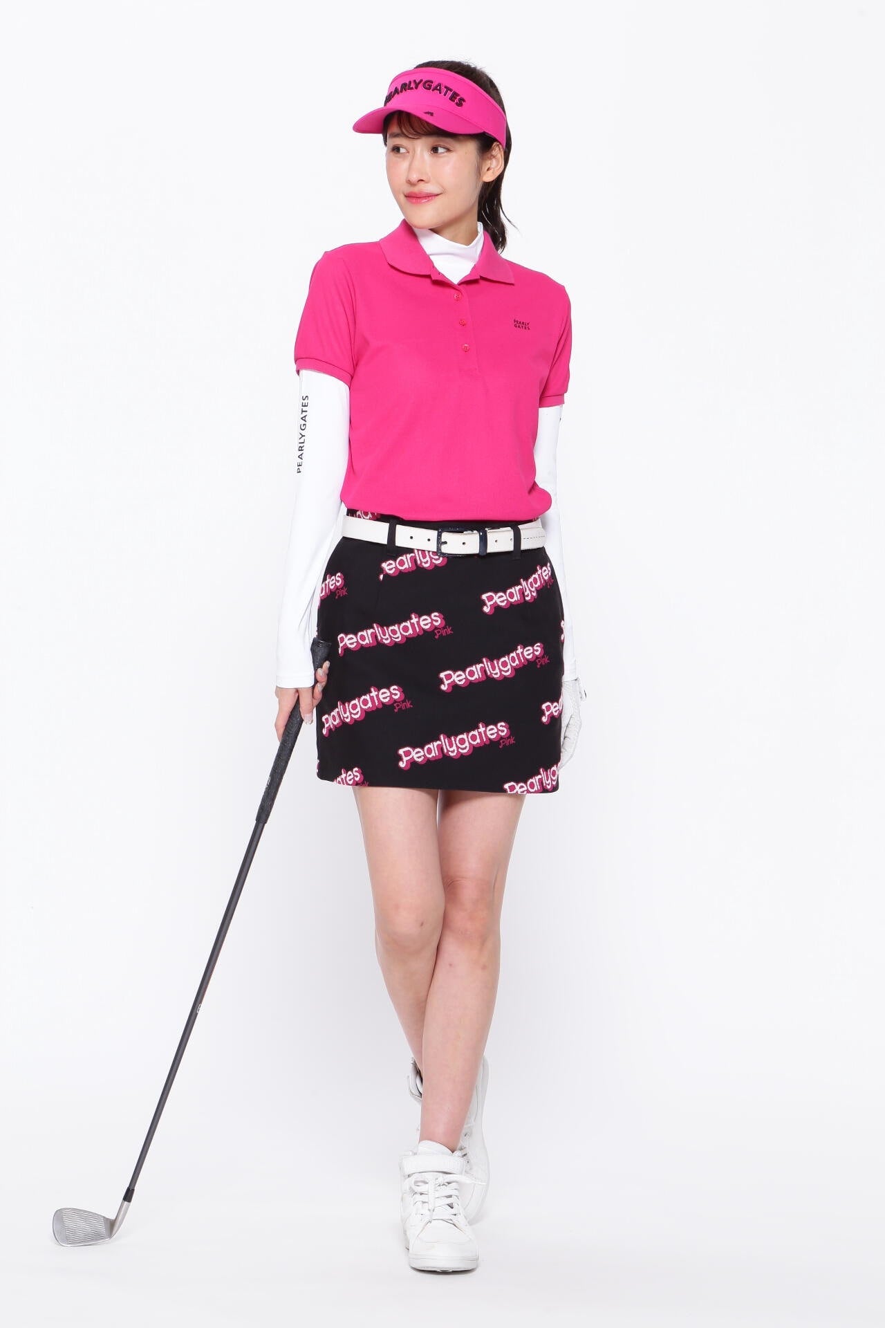 ポリエステルストレッチロゴジャガード スカート <Pink with BLACK>