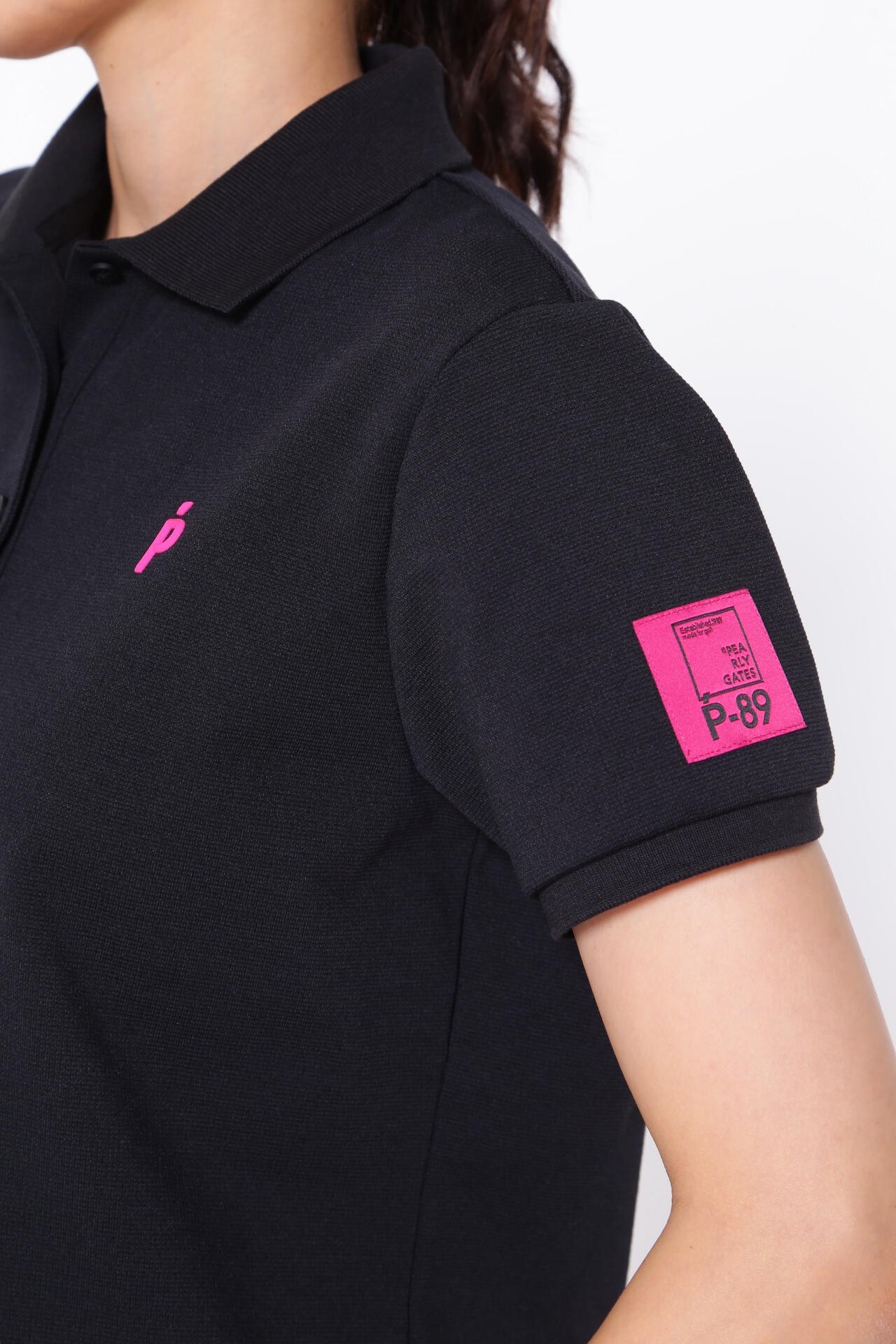 ストレッチカノコ 半袖ポロシャツ <Pink with BLACK>
