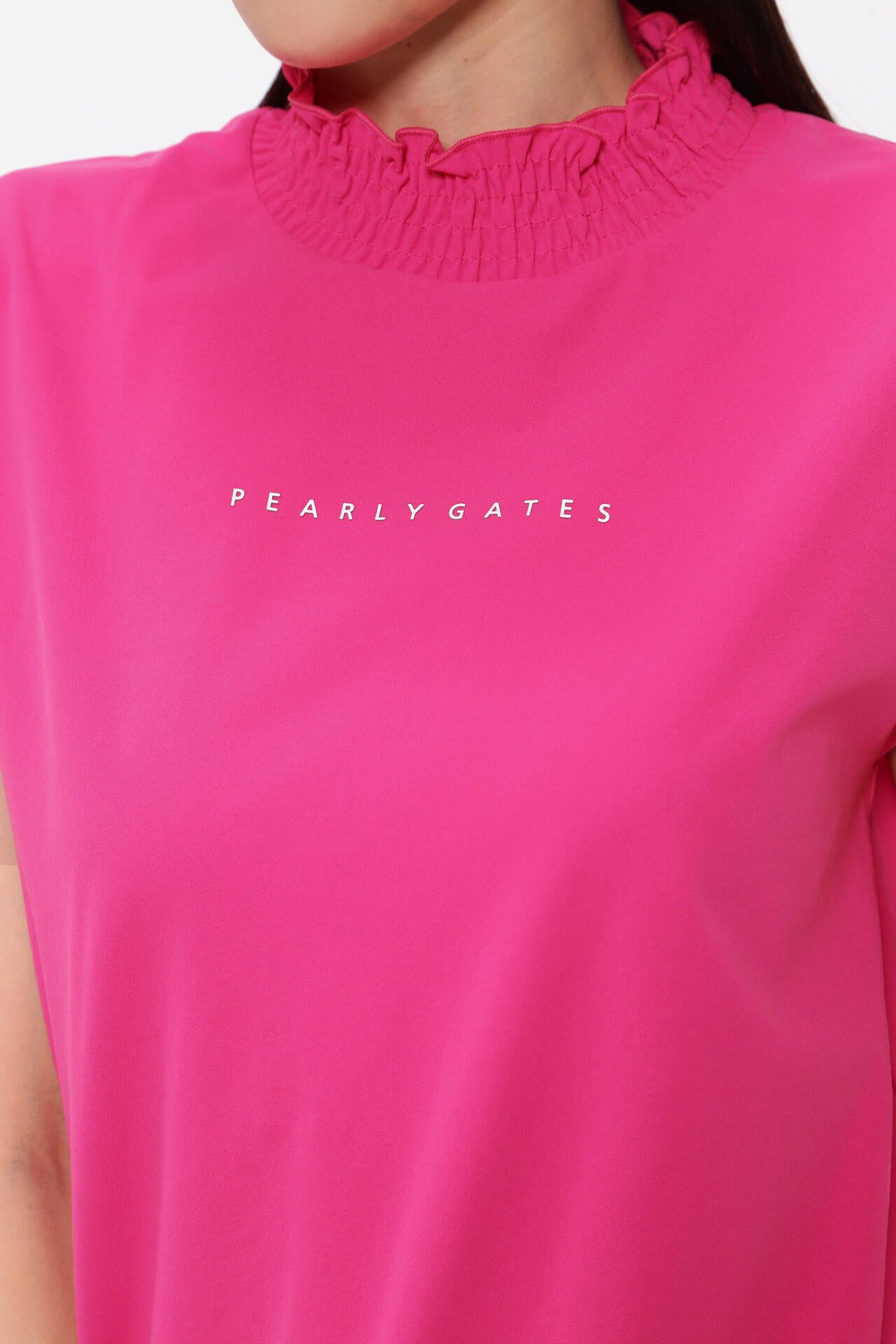 MFY裏カノコ シャーリングネックカットソー <Pink with BLACK>
