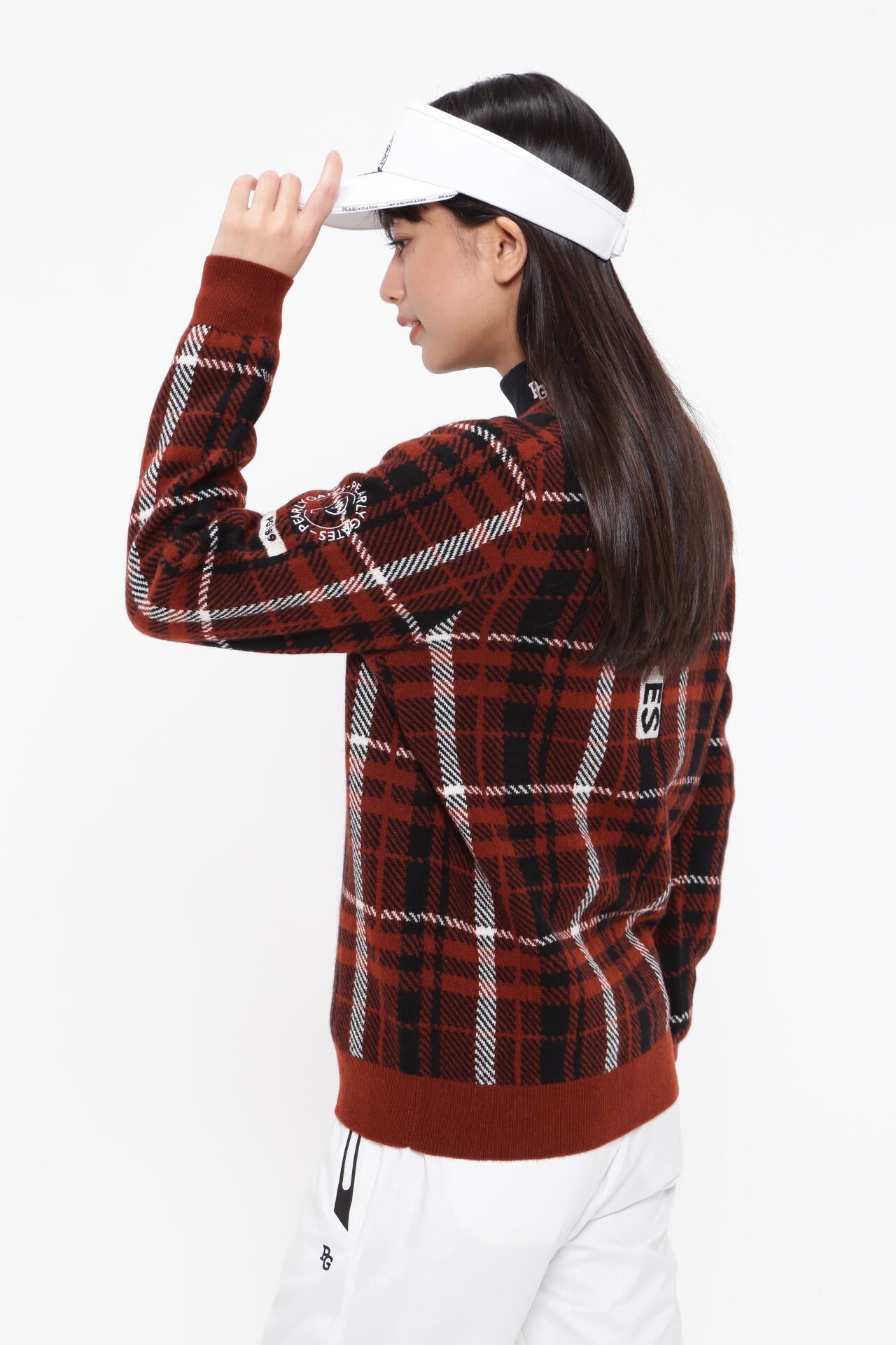 カシミア天竺 クルーネックニットプルオーバー <CHECKシリーズ>