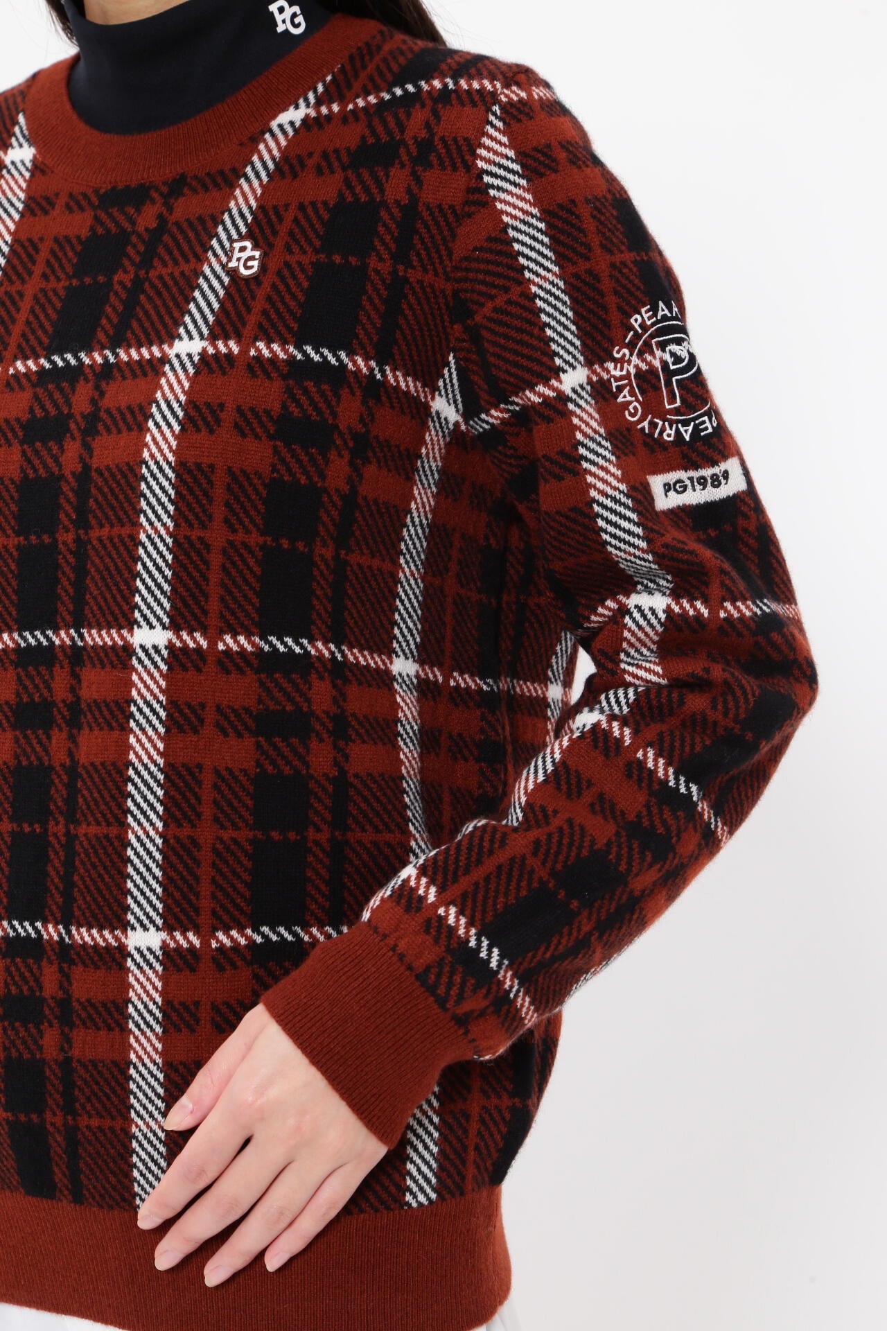カシミア天竺 クルーネックニットプルオーバー <CHECKシリーズ>