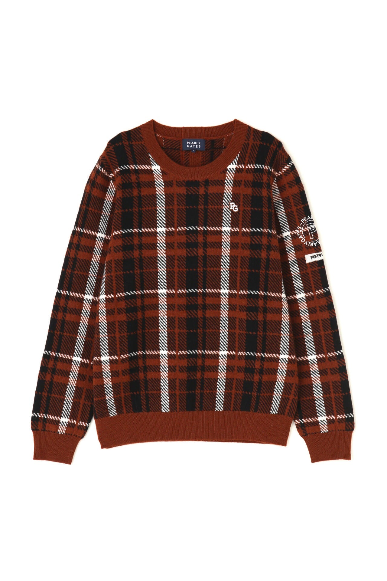 カシミア天竺 クルーネックニットプルオーバー <CHECKシリーズ>