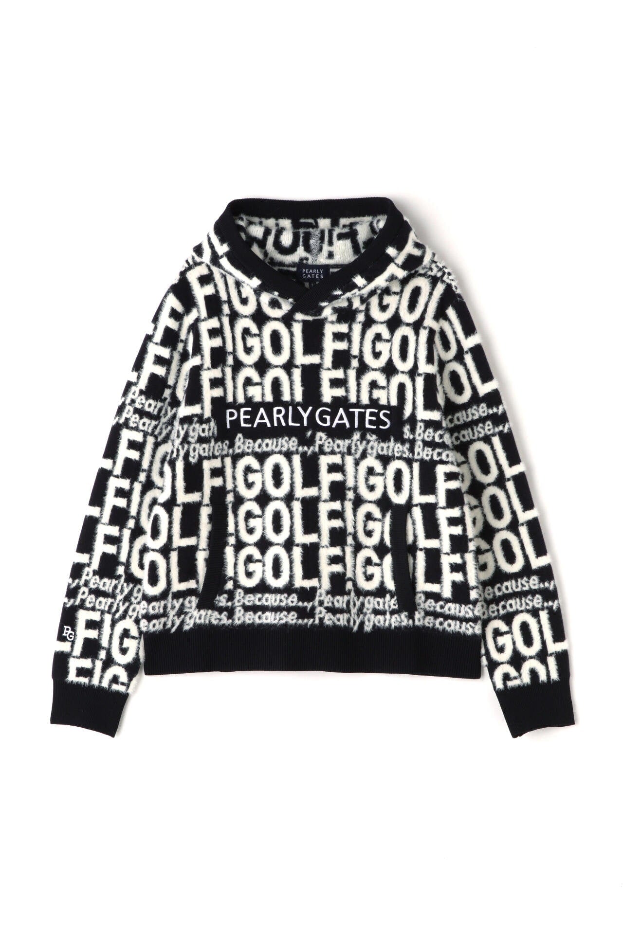 GOLF柄ジャガード ニットフーディプルオーバー <GOLFロゴ>