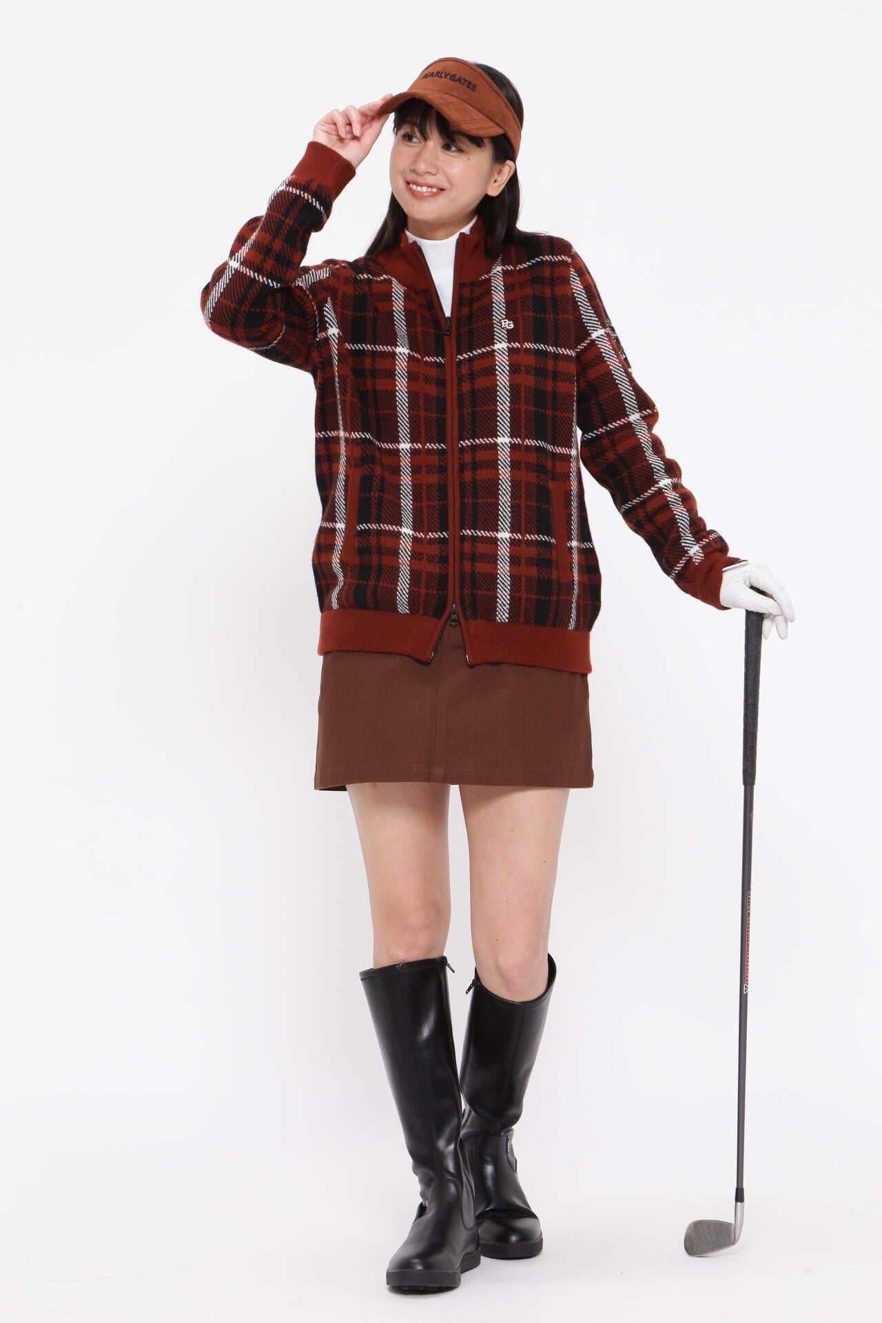 カシミヤ天竺 フルジップニットジャケット <CHECKシリーズ>