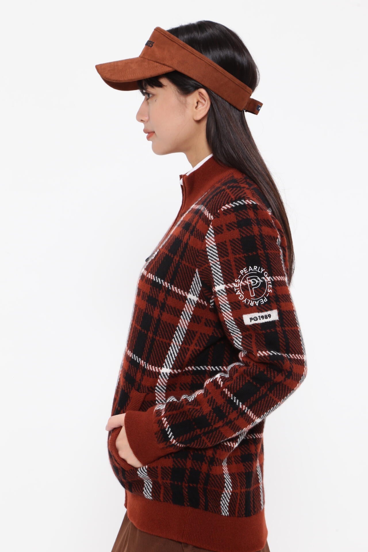 カシミヤ天竺 フルジップニットジャケット <CHECKシリーズ>