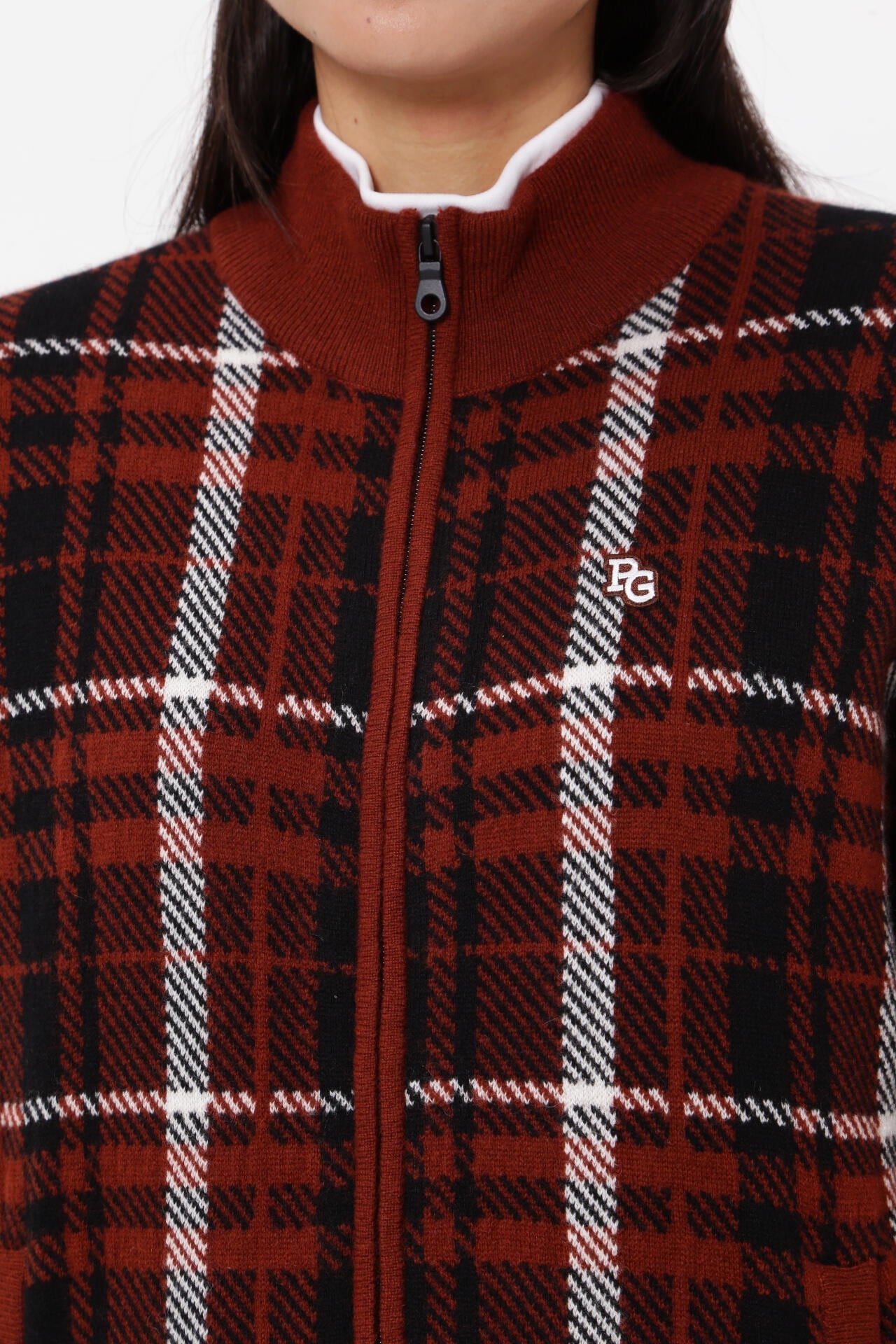 カシミヤ天竺 フルジップニットジャケット <CHECKシリーズ>