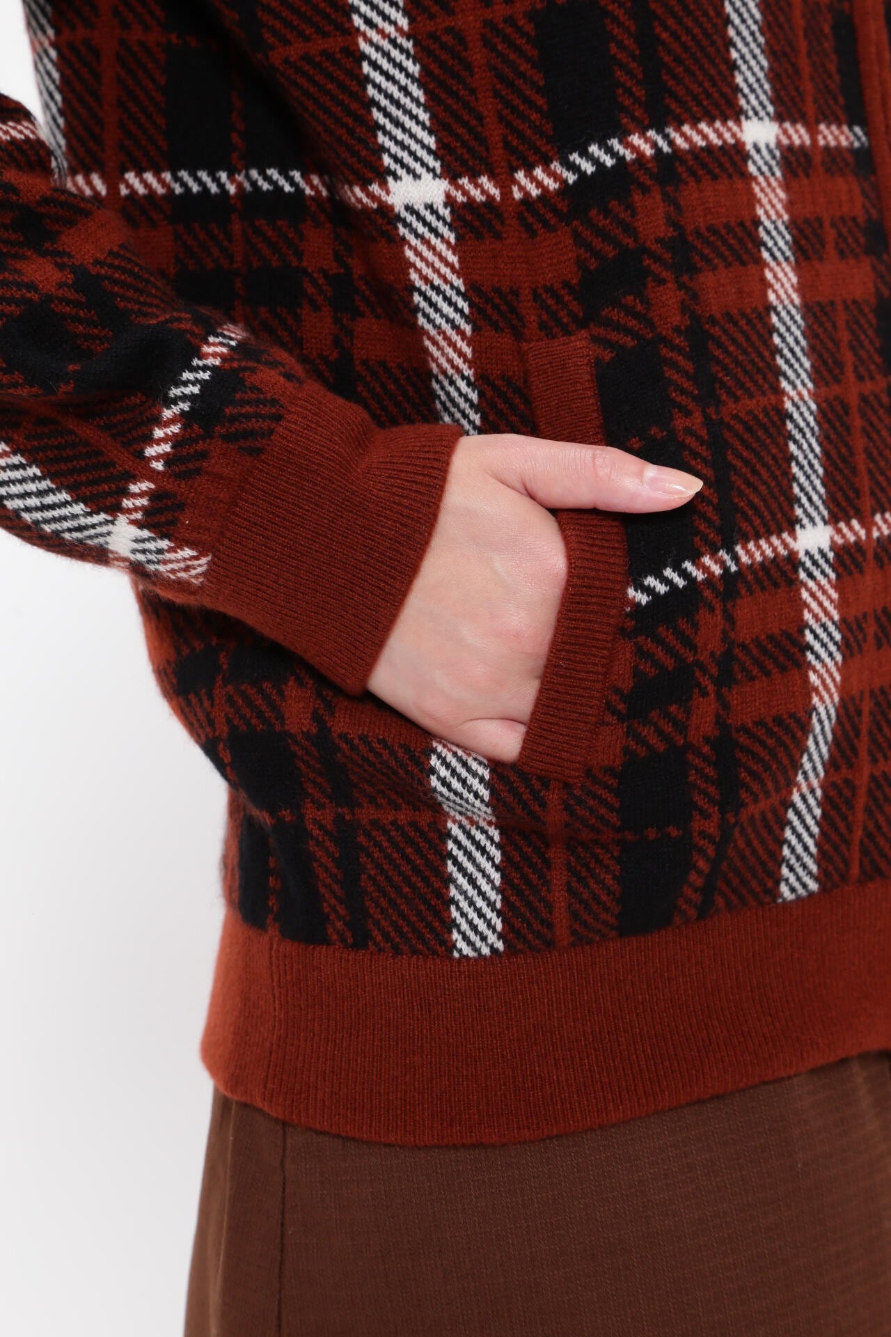 カシミヤ天竺 フルジップニットジャケット <CHECKシリーズ>