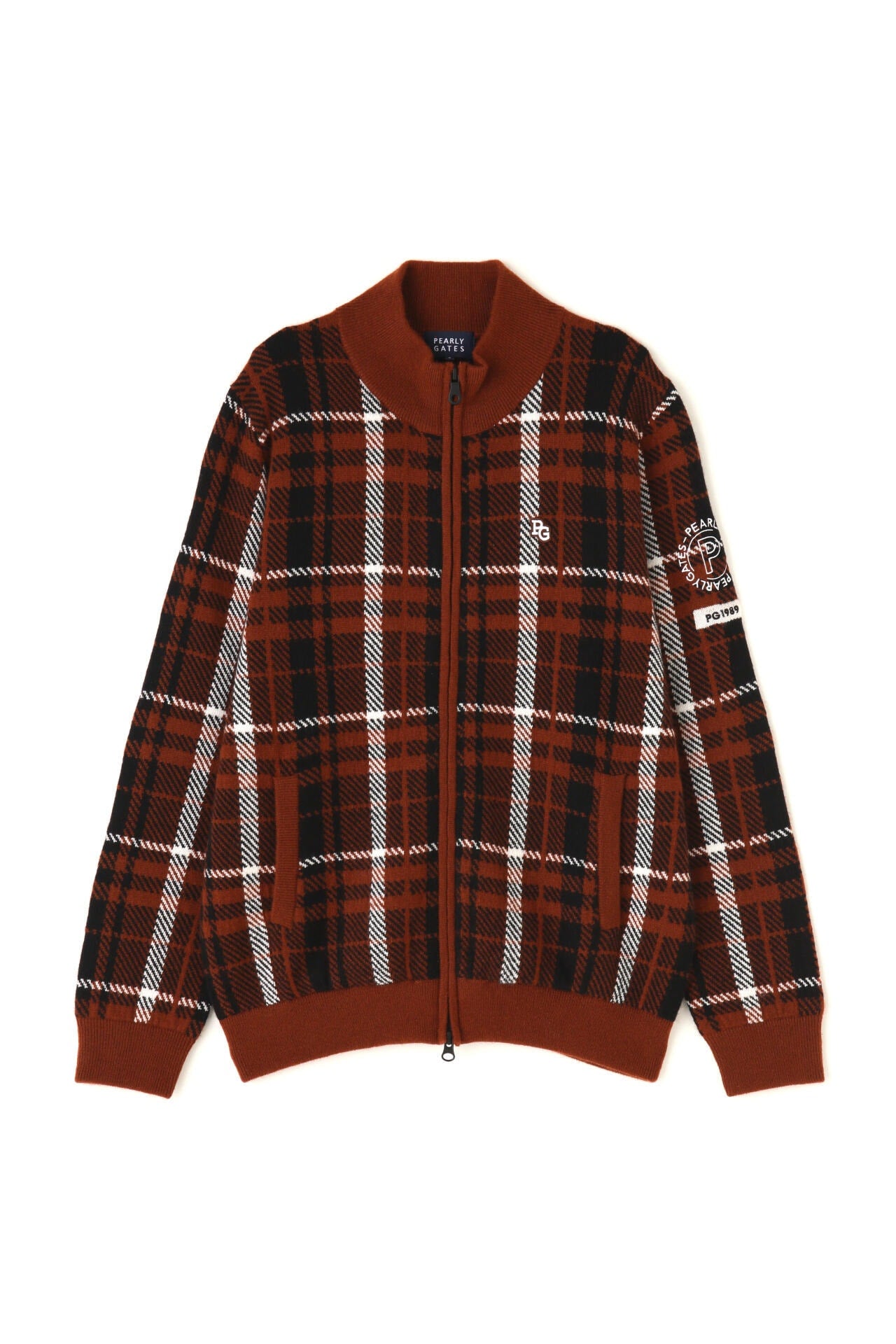 カシミヤ天竺 フルジップニットジャケット <CHECKシリーズ>