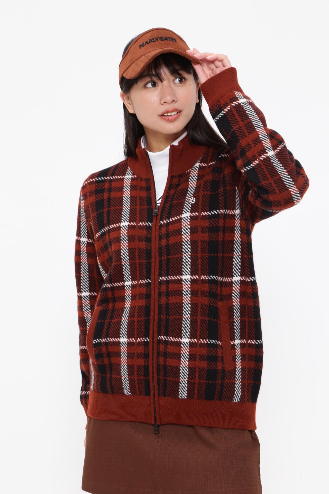 カシミヤ天竺 フルジップニットジャケット <CHECKシリーズ>