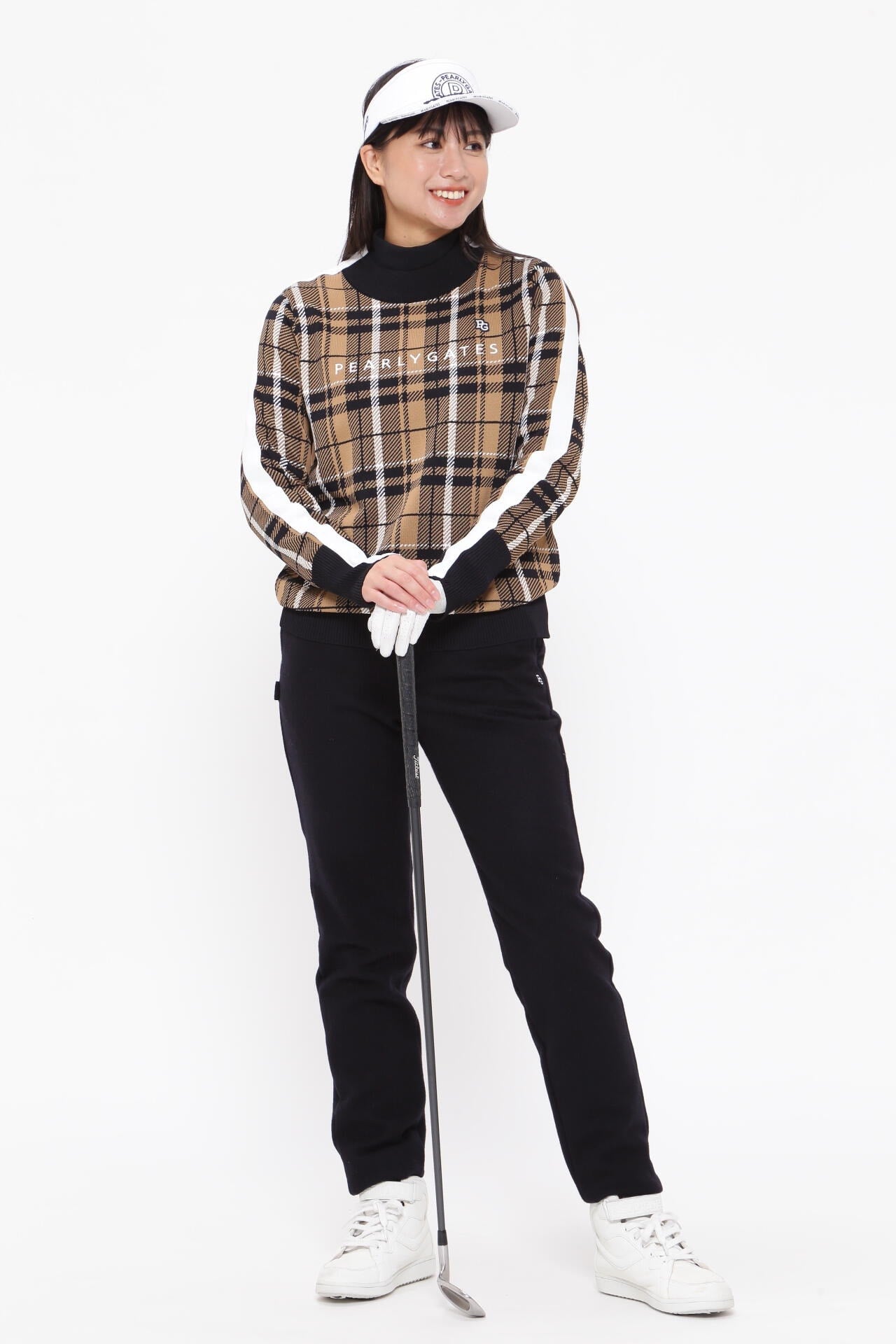 モックネックニットプルオーバー <CHECKシリーズ>