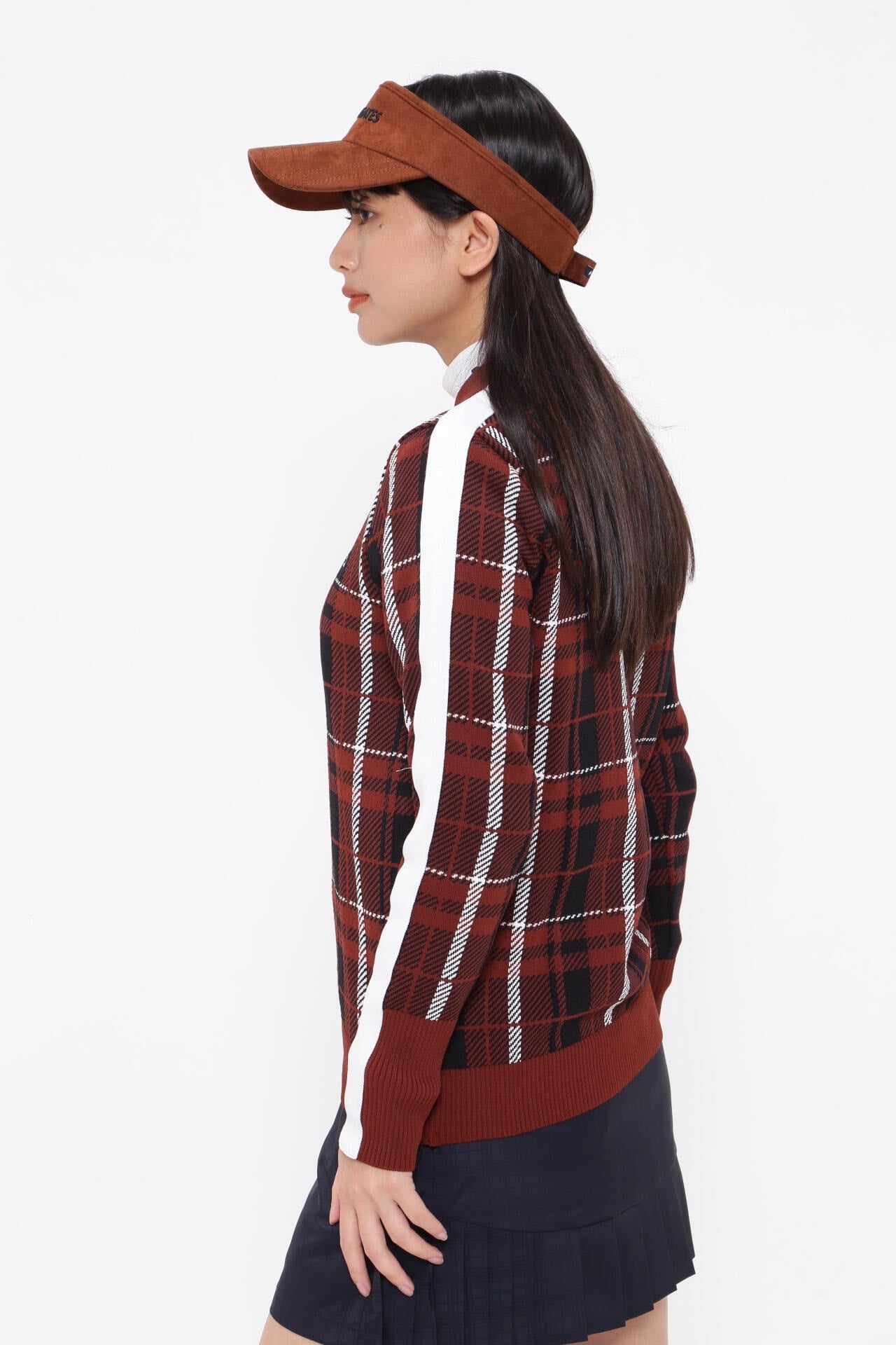モックネックニットプルオーバー <CHECKシリーズ>