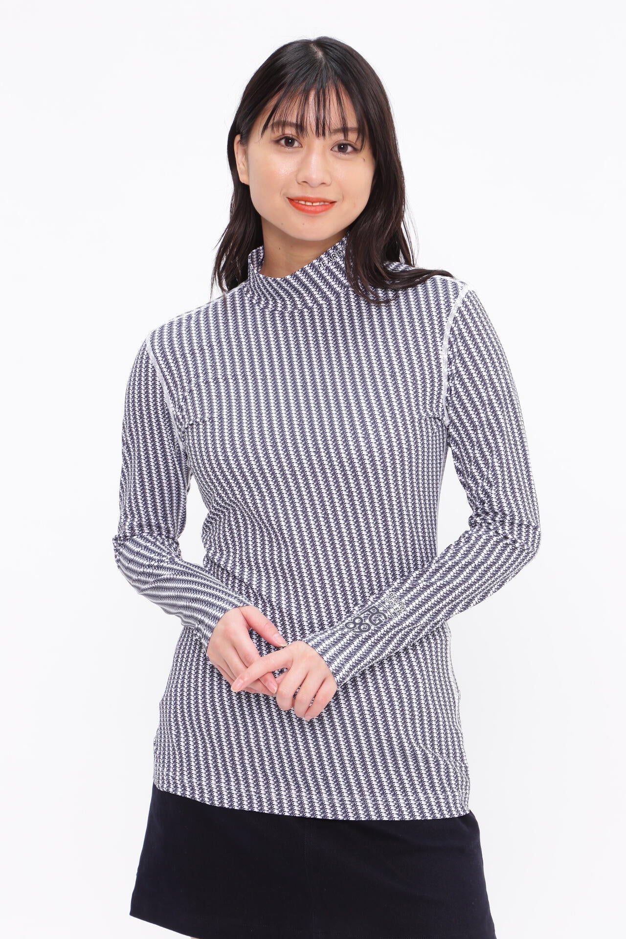 エステルベアカノコ 長袖ハイネックカットソー <小紋柄シリーズ>