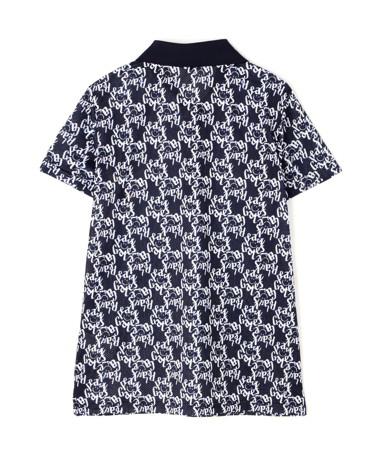 KAZEメッシュ半袖ポロシャツ <ロゴ総柄>