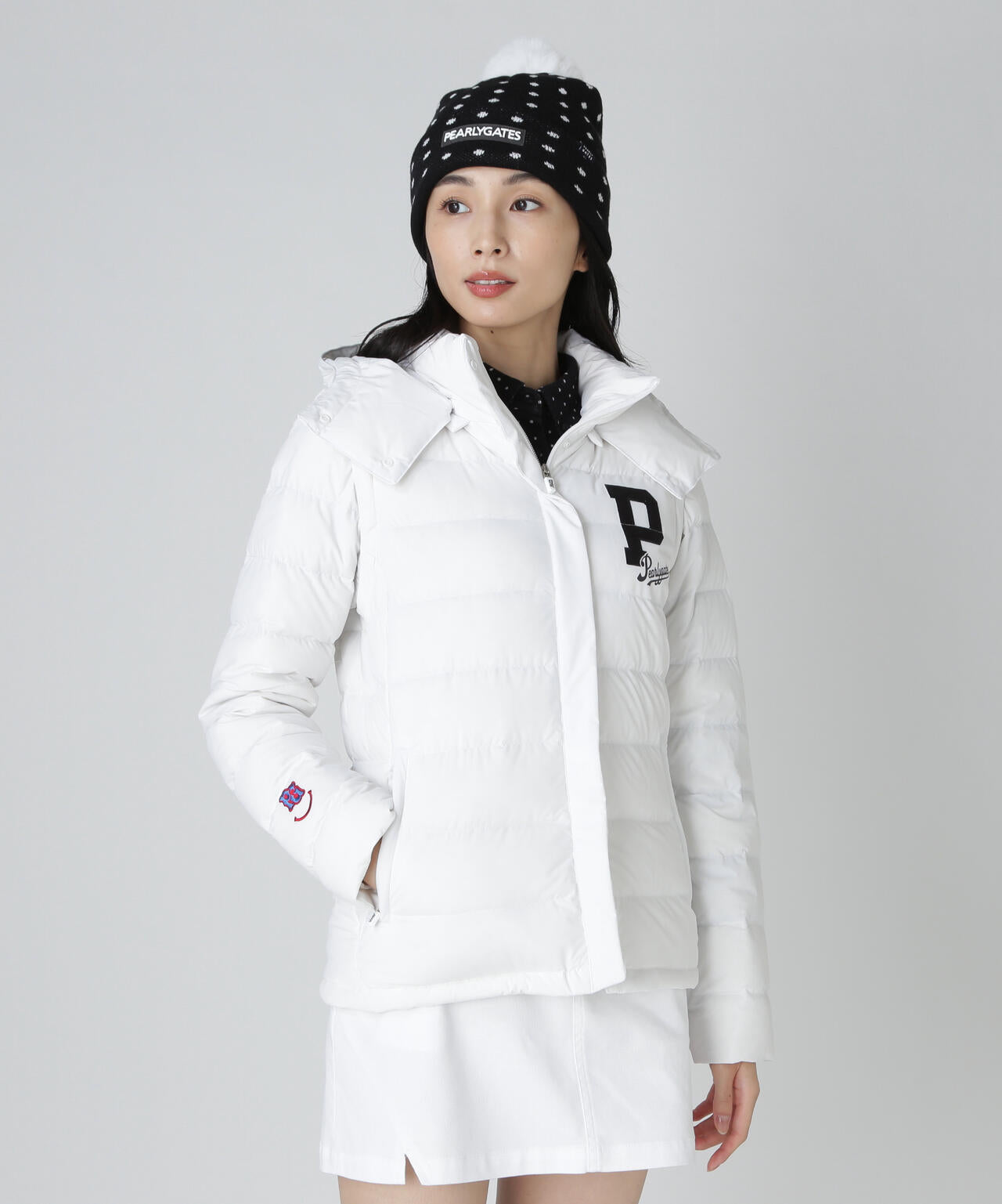 Nyストレッチタフタフーディダウンジャケット