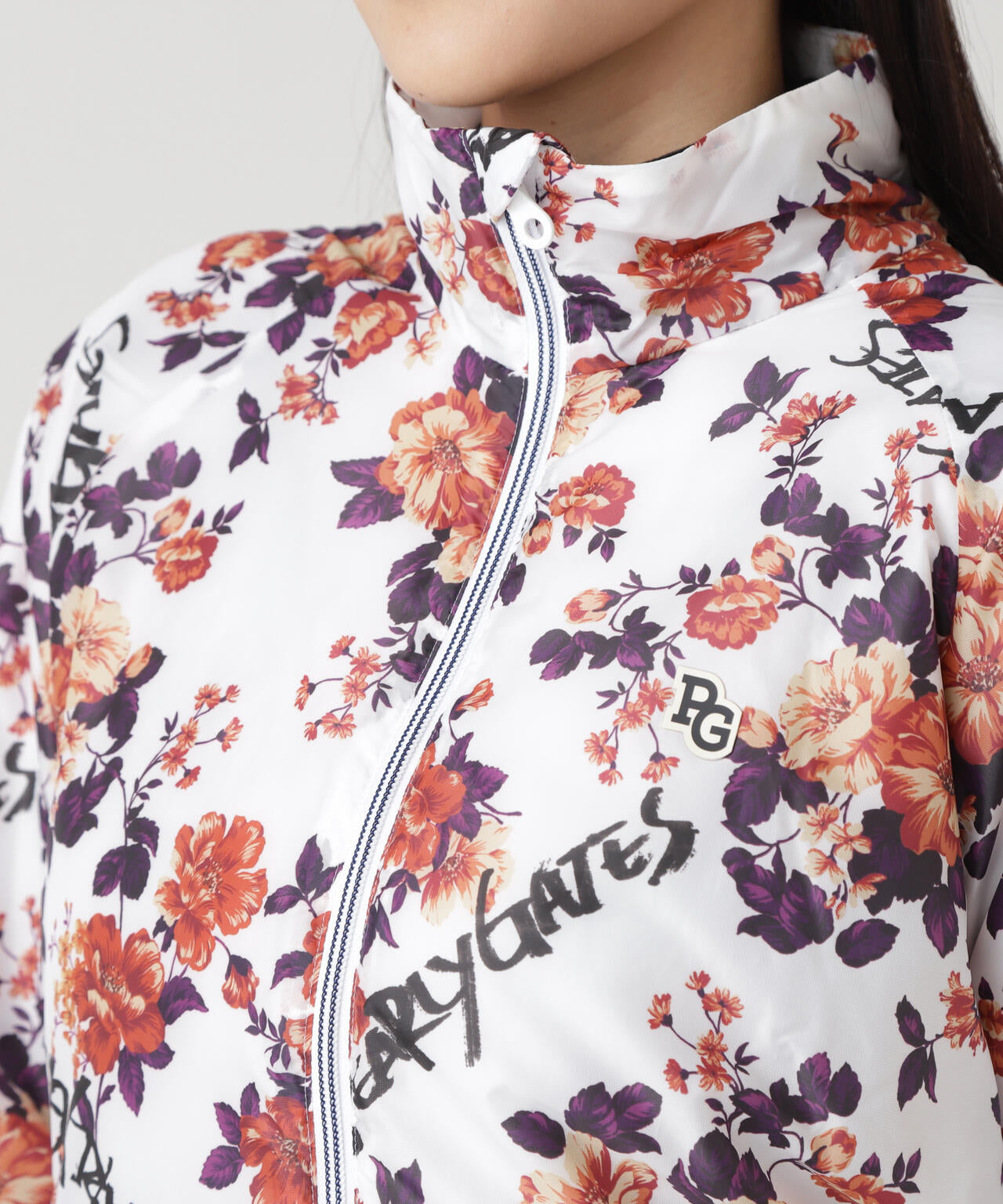 Peミニリップ中綿ジップアップブルゾン <繊細花柄>