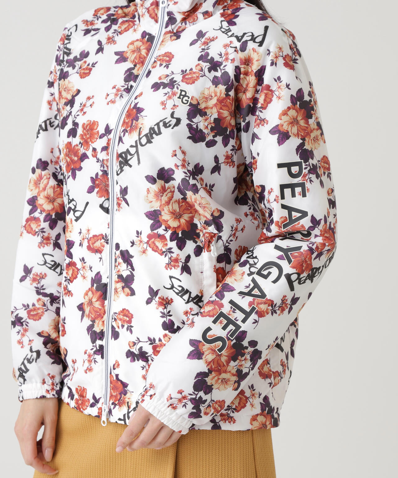Peミニリップ中綿ジップアップブルゾン <繊細花柄>