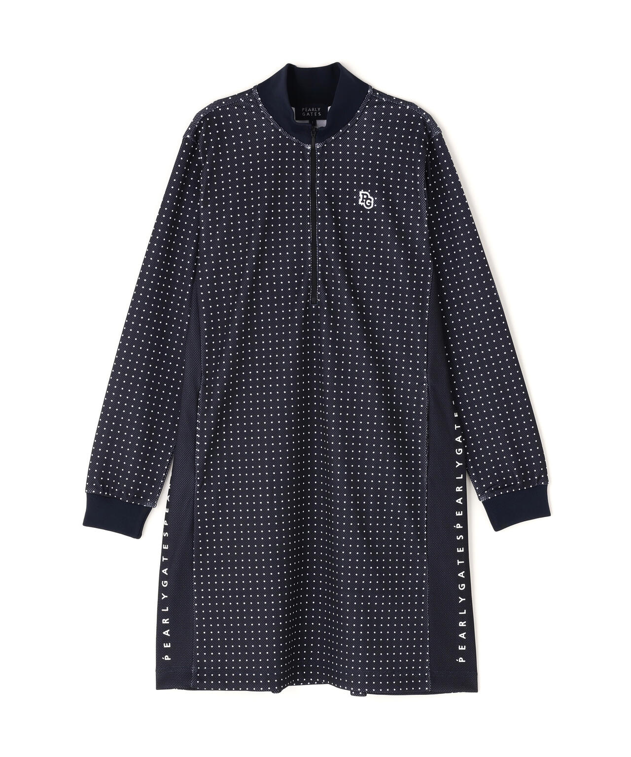 メッシュダンボール ハーフジップアップワンピース <ミニドット柄>