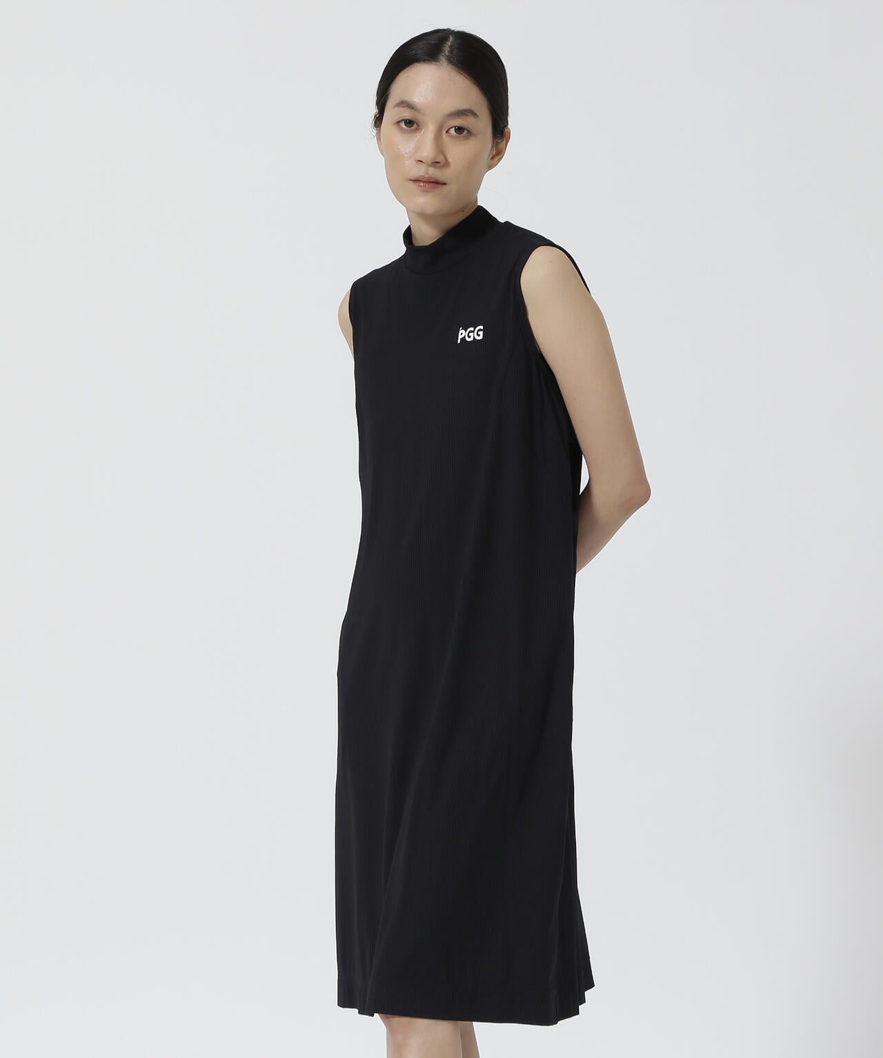 【PGG】【直営店舗&公式オンライン限定】Nyストライプ2WAYスリーブレスモックネックワンピース (LADIES)