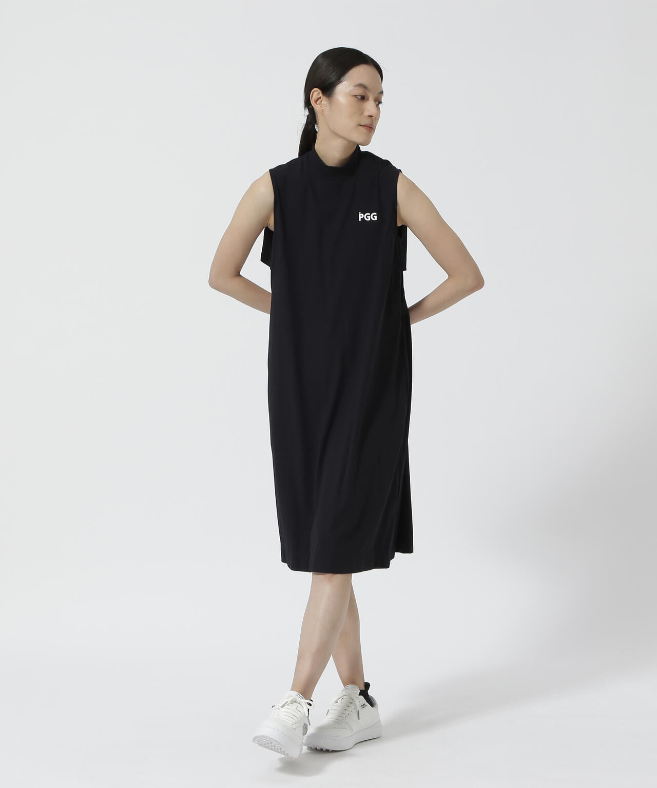 【PGG】【直営店舗&公式オンライン限定】Nyストライプ2WAYスリーブレスモックネックワンピース (LADIES)