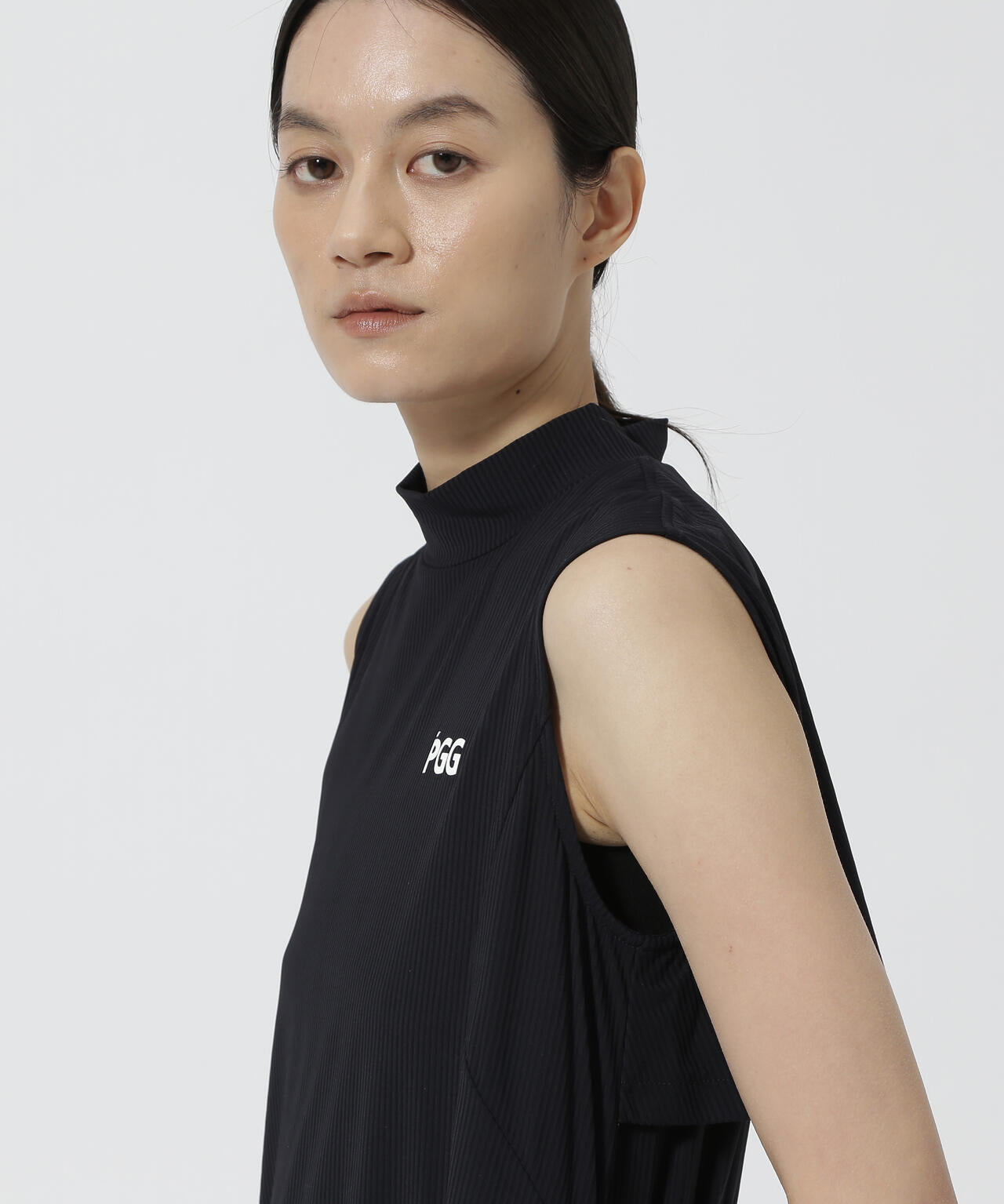 【PGG】【直営店舗&公式オンライン限定】Nyストライプ2WAYスリーブレスモックネックワンピース (LADIES)