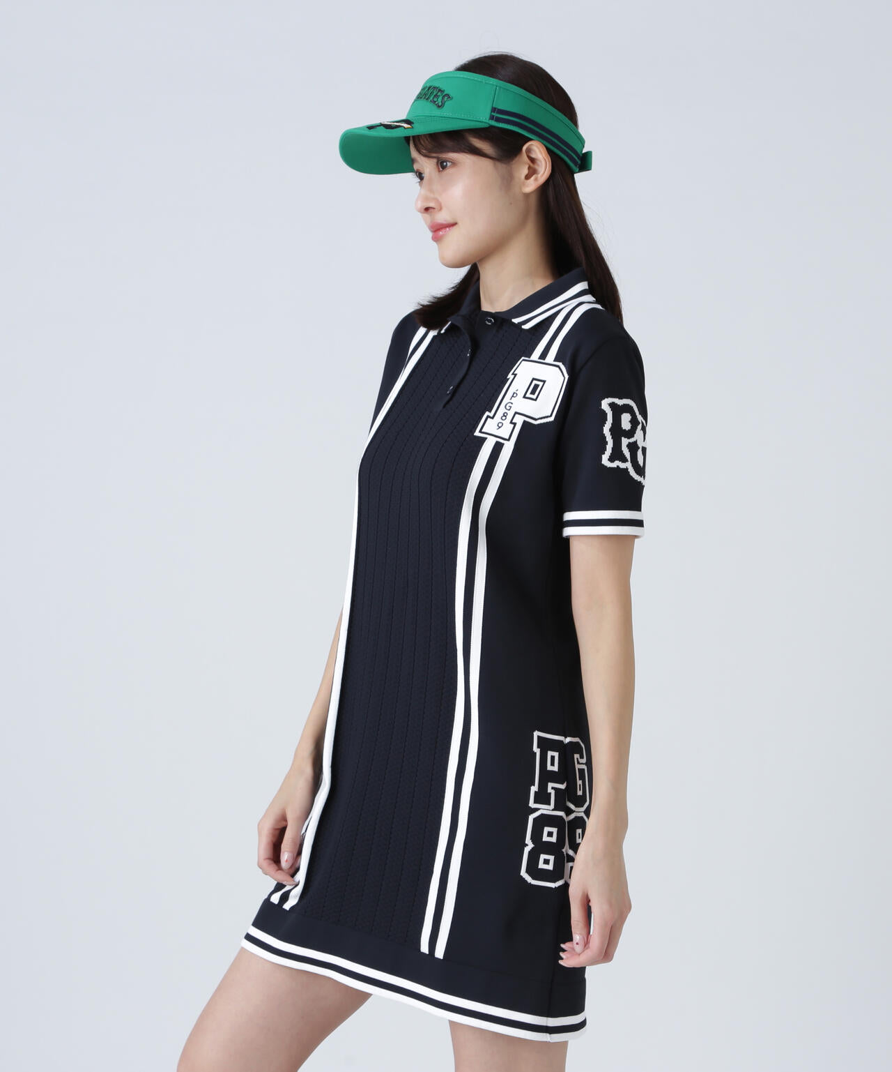 天竺×地柄 ポロニットワンピース