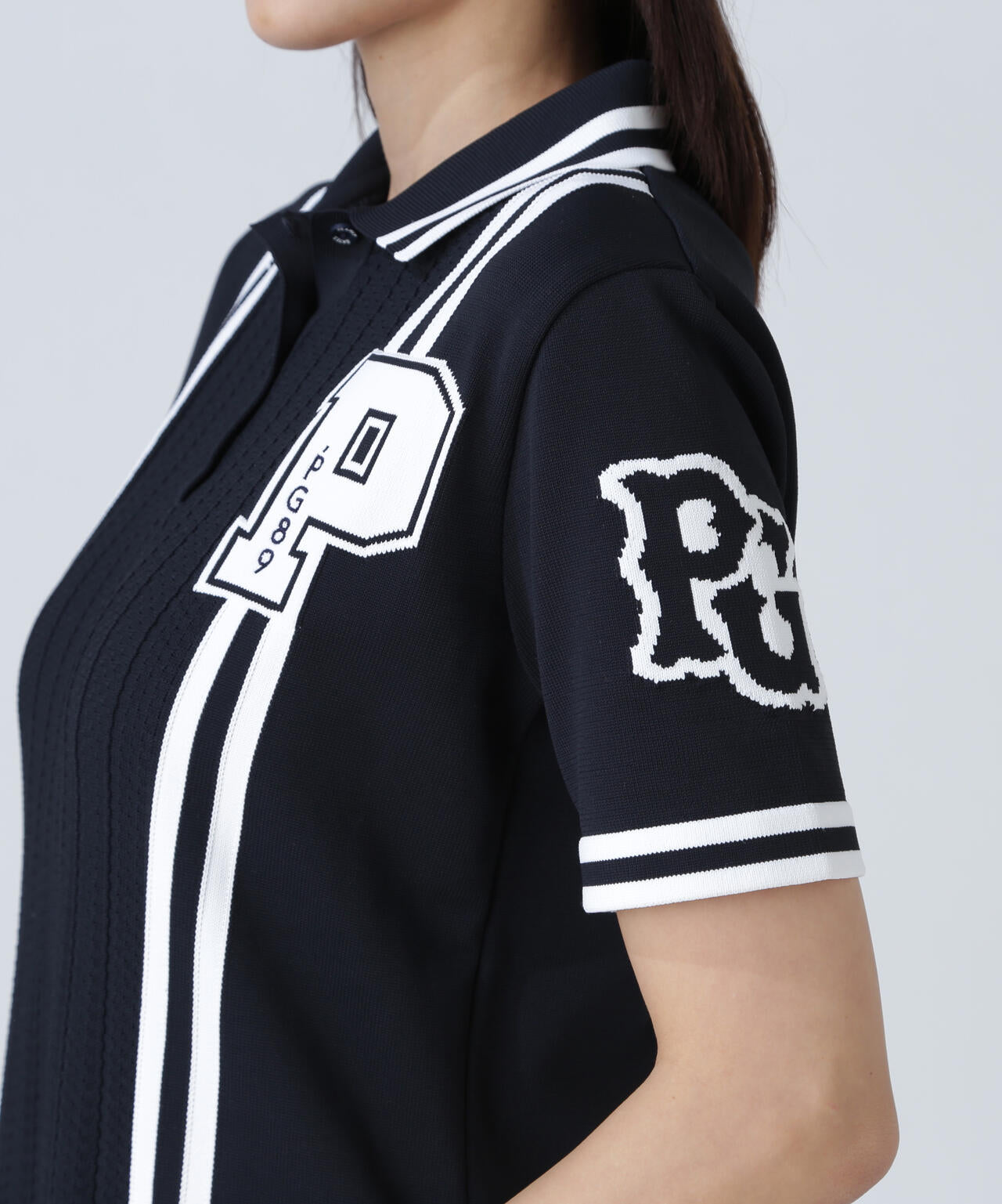 天竺×地柄 ポロニットワンピース