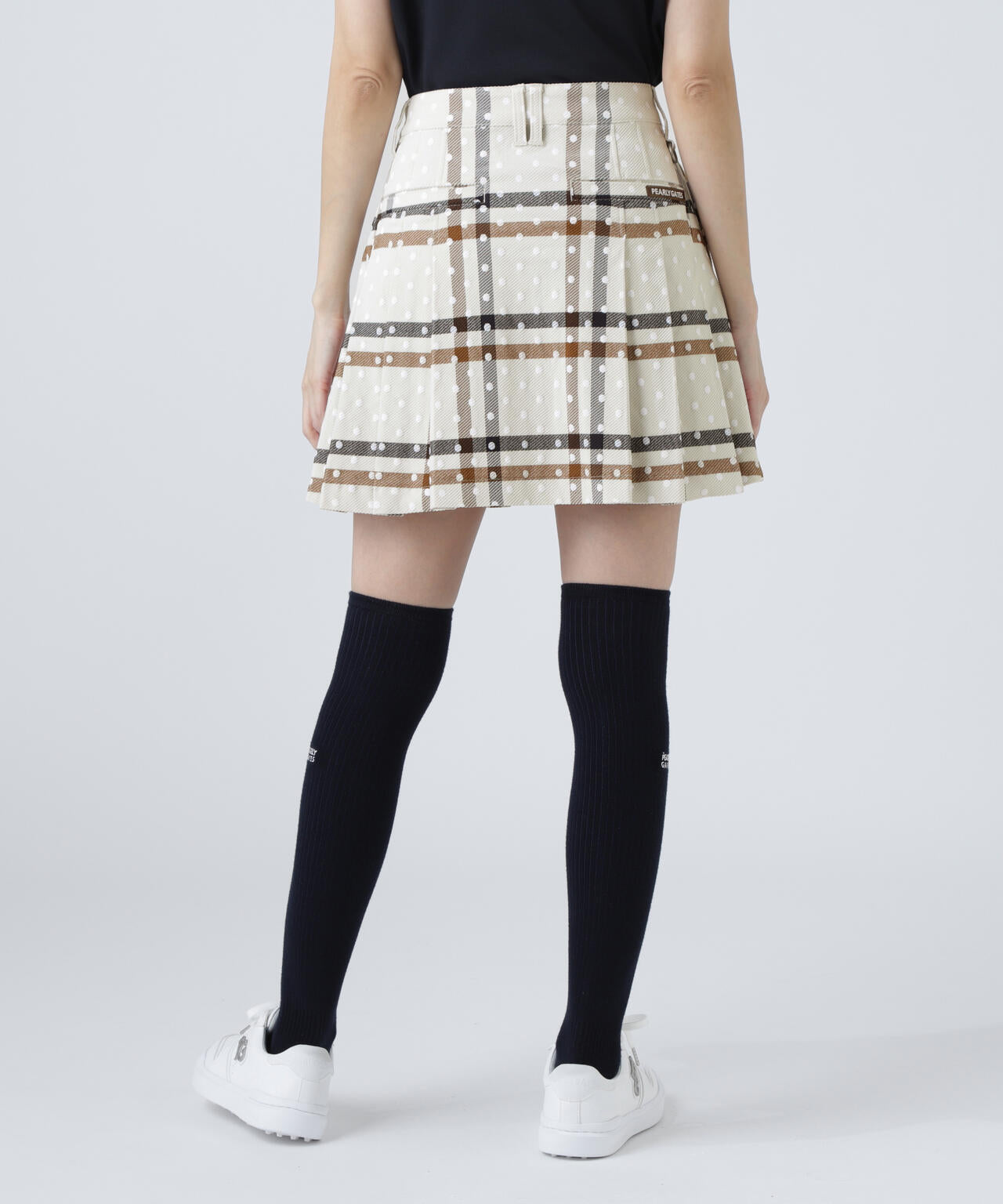 TRストレッチカルゼスカート <チェック×ドット柄>