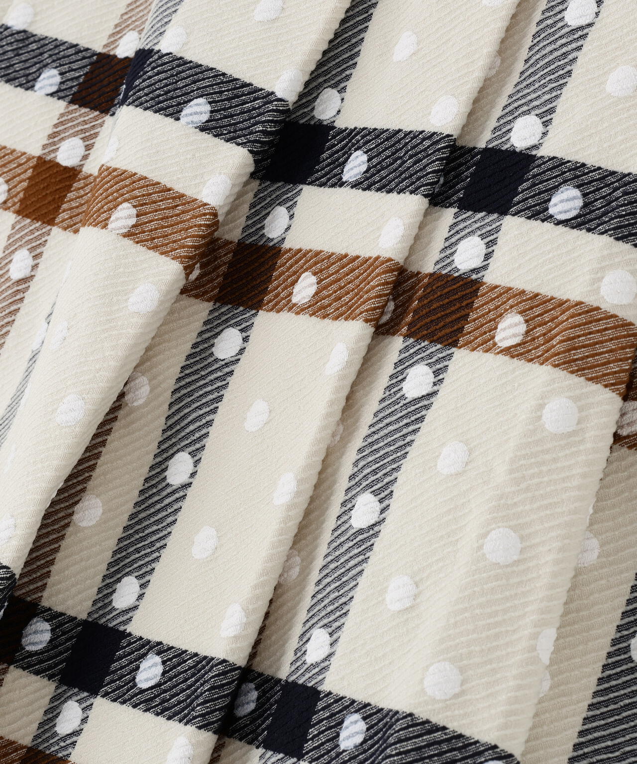 TRストレッチカルゼスカート <チェック×ドット柄>