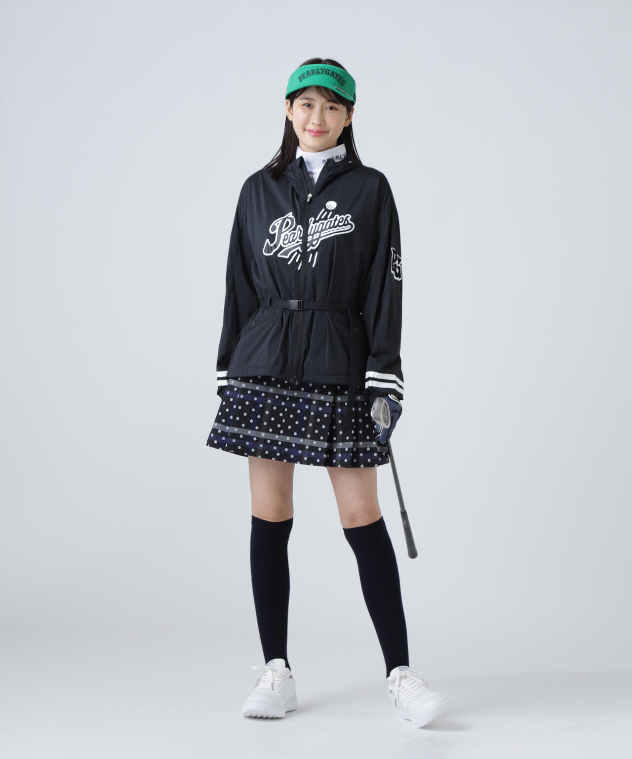 TRストレッチカルゼスカート <チェック×ドット柄>