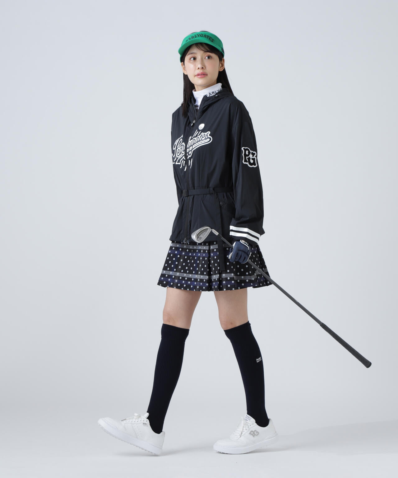 TRストレッチカルゼスカート <チェック×ドット柄>