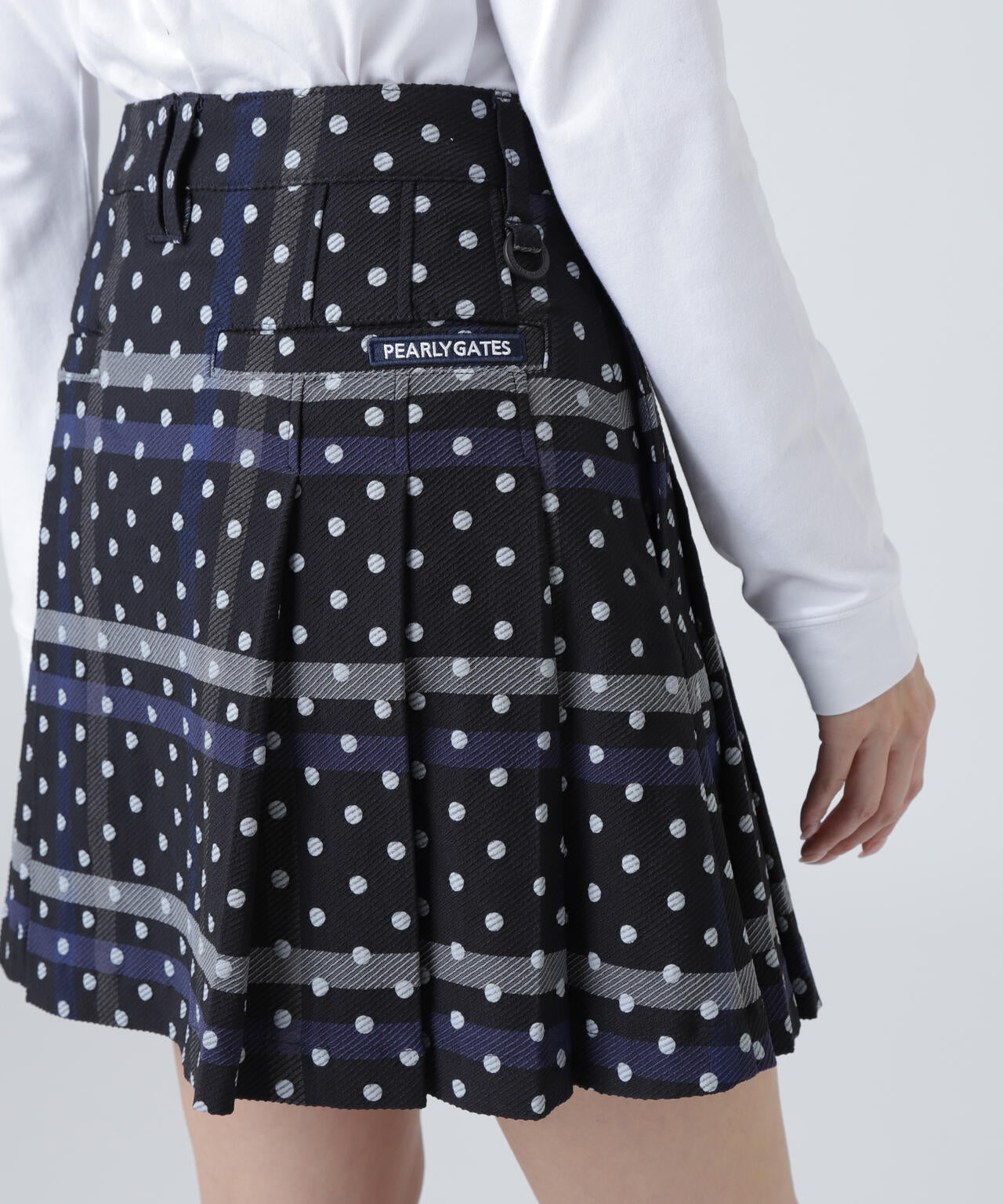TRストレッチカルゼスカート <チェック×ドット柄>